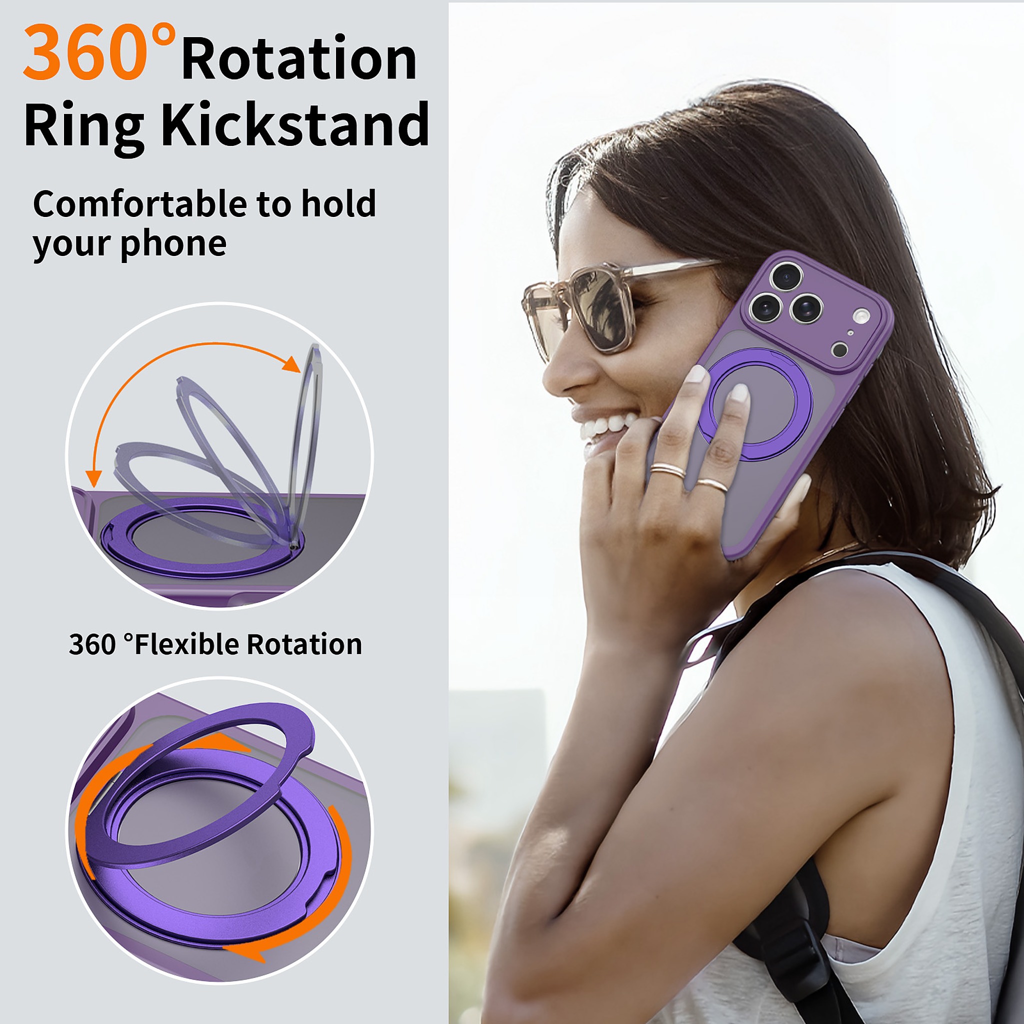 SendaFit Precise-Cutout Matte Skin-Feel 360° Stand Case for iPhone 17 Pro & 18 Pro detail 17