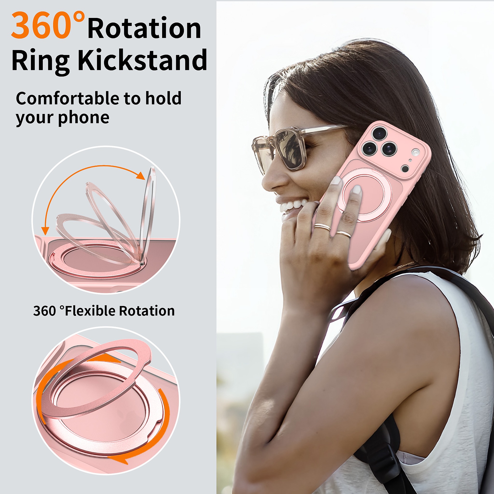 SendaFit Precise-Cutout Matte Skin-Feel 360° Stand Case for iPhone 17 Pro & 18 Pro detail 22
