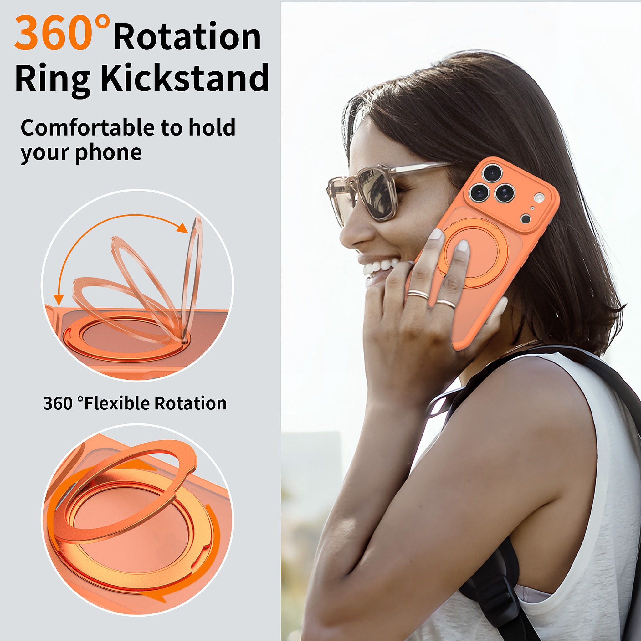 SendaFit Precise-Cutout Matte Skin-Feel 360° Stand Case for iPhone 17 Pro & 18 Pro detail 7