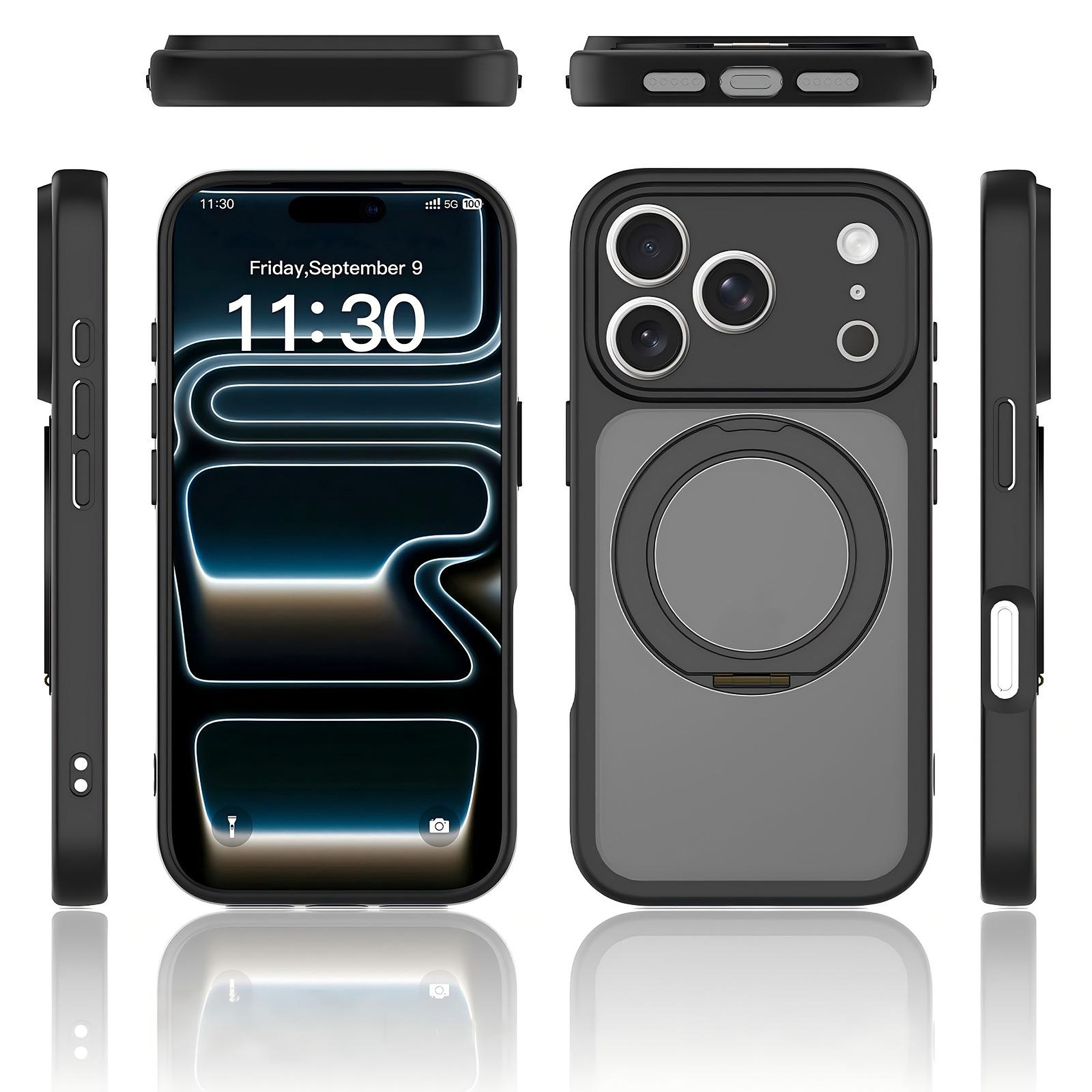 SendaFit Precise-Cutout Matte Skin-Feel 360° Stand Case for iPhone 18 Pro (Fits iPhone 17 Pro)