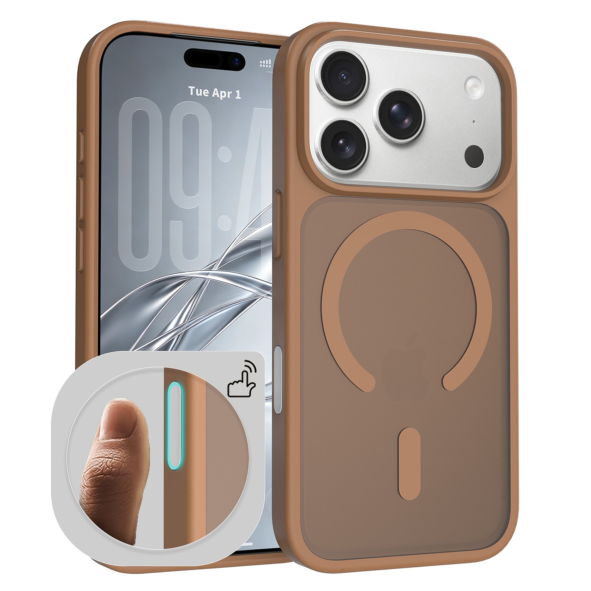 SendaFit MagSafe Camera-Button Cutout Matte Skin-Feel Two-in-One Case for iPhone 18 Pro (Fits iPhone 17 Pro) - Coffee Brown