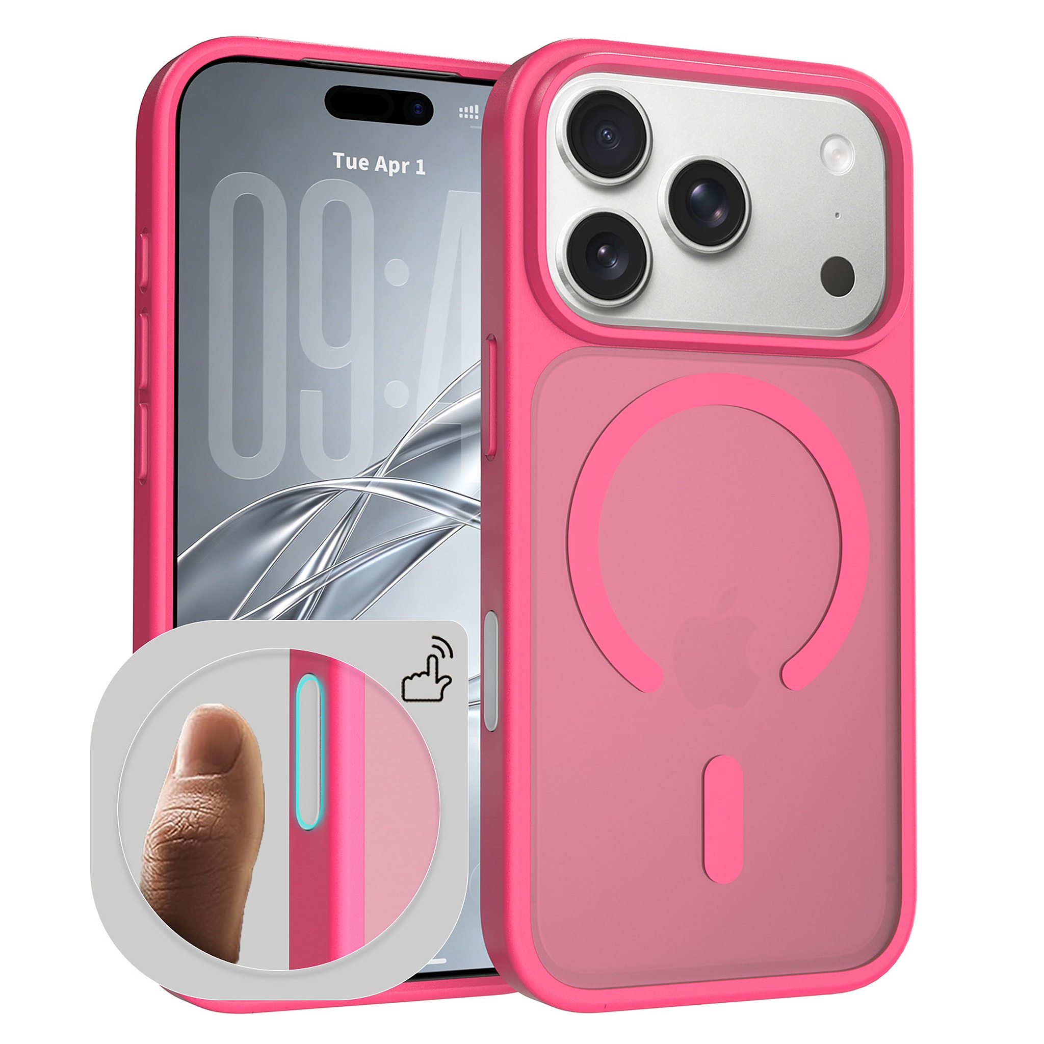 SendaFit MagSafe Camera-Button Cutout Matte Skin-Feel Two-in-One Case for iPhone 18 Pro (Fits iPhone 17 Pro) - Rose Red