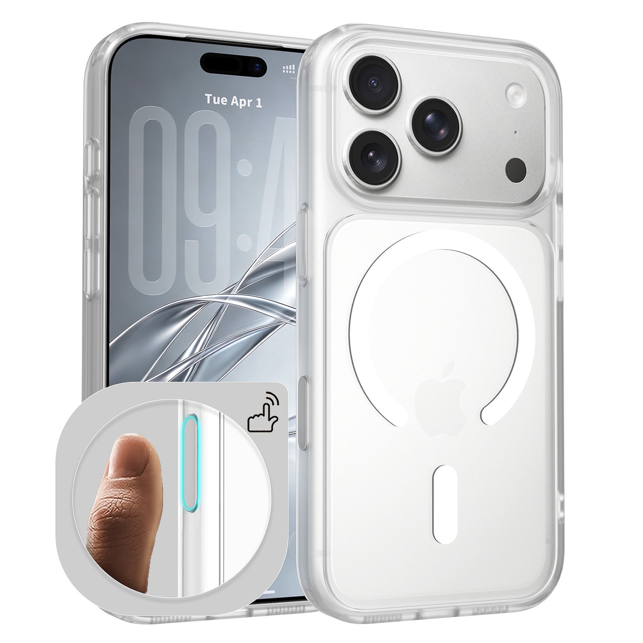 SendaFit MagSafe Camera-Button Cutout Matte Skin-Feel Two-in-One Case for iPhone 18 Pro (Fits iPhone 17 Pro) - Frosted Clear