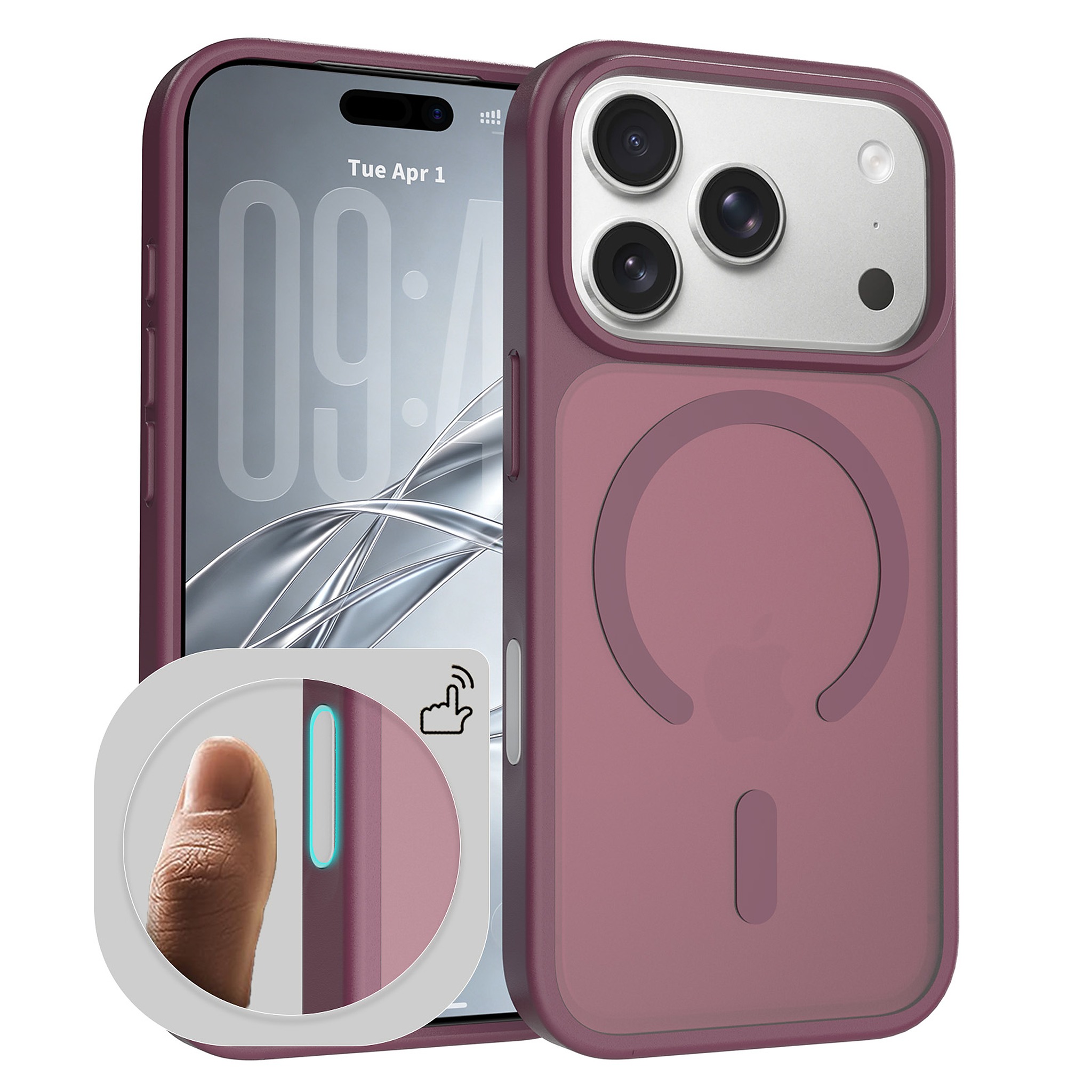 SendaFit MagSafe Camera-Button Cutout Matte Skin-Feel Two-in-One Case for iPhone 18 Pro (Fits iPhone 17 Pro) - Cherry Red