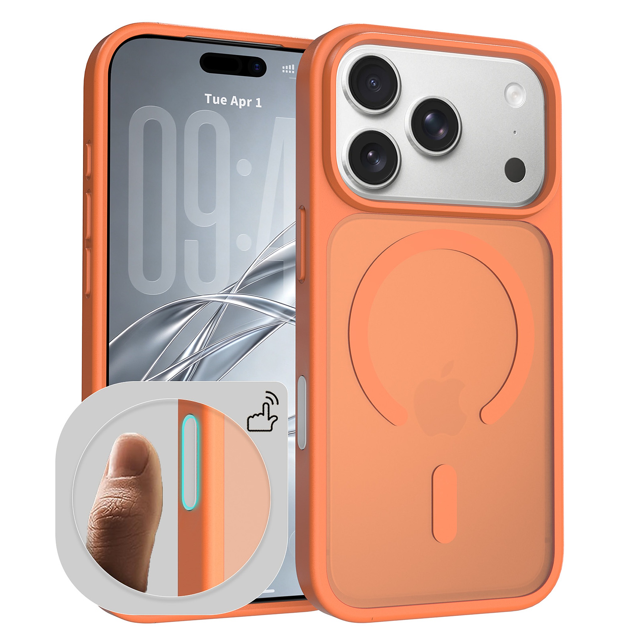 SendaFit MagSafe Camera-Button Cutout Matte Skin-Feel Two-in-One Case for iPhone 18 Pro (Fits iPhone 17 Pro) - Orange