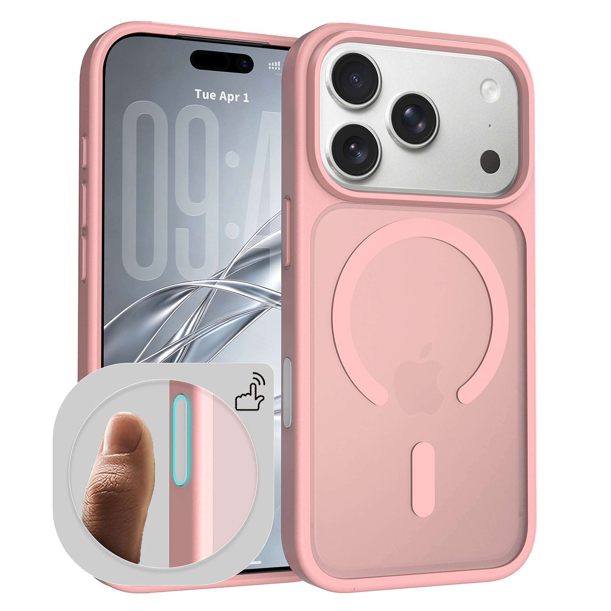 SendaFit MagSafe Camera-Button Cutout Matte Skin-Feel Two-in-One Case for iPhone 18 Pro (Fits iPhone 17 Pro) - Light Pink