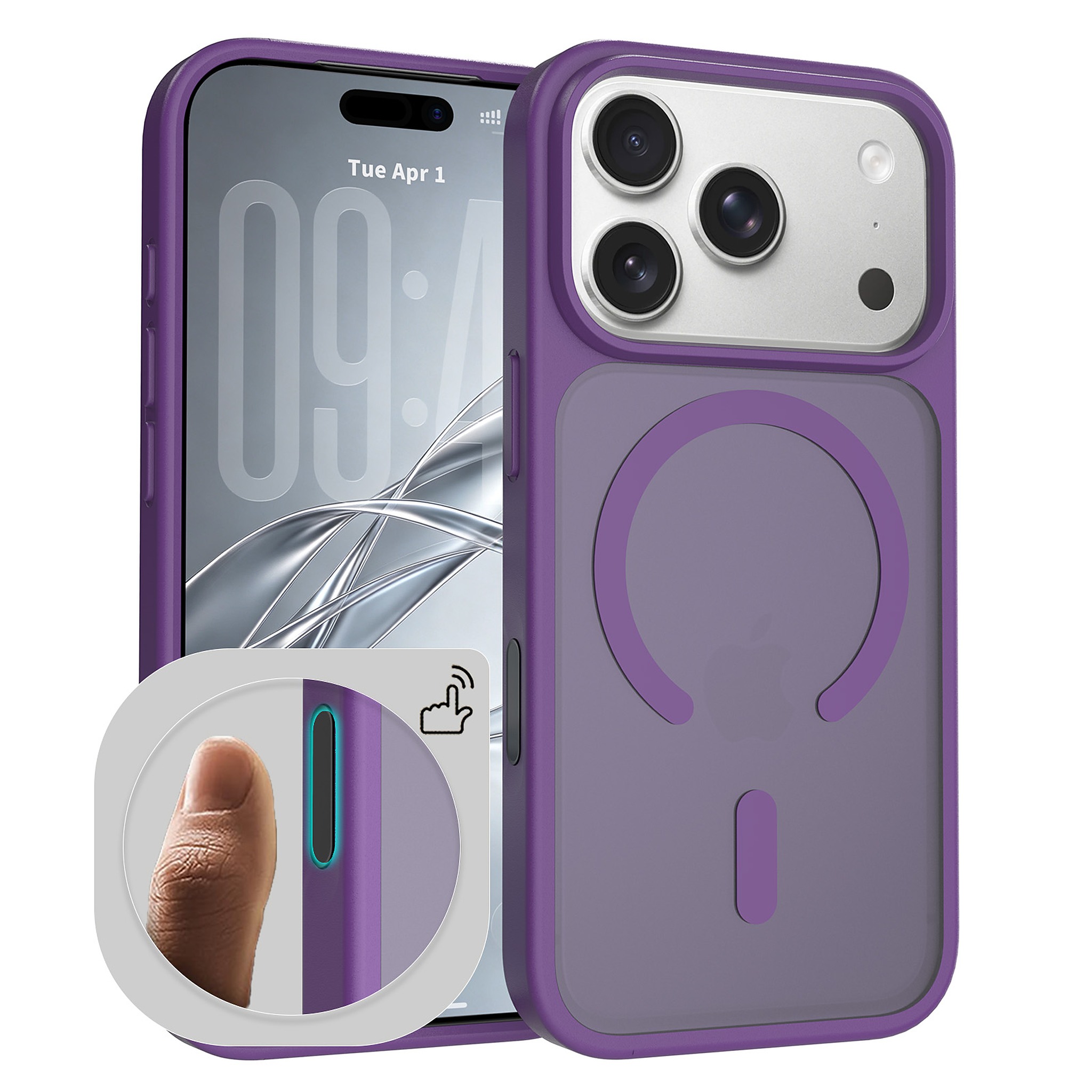 SendaFit MagSafe Camera-Button Cutout Matte Skin-Feel Two-in-One Case for iPhone 18 Pro (Fits iPhone 17 Pro) - Deep Purple