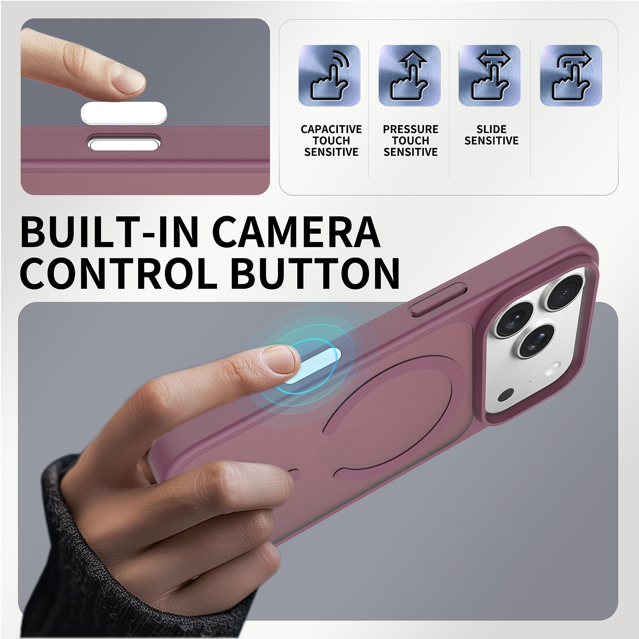SendaFit MagSafe Camera-Button Cutout Matte Skin-Feel Two-in-One Case for iPhone 17 Pro & 18 Pro detail 20