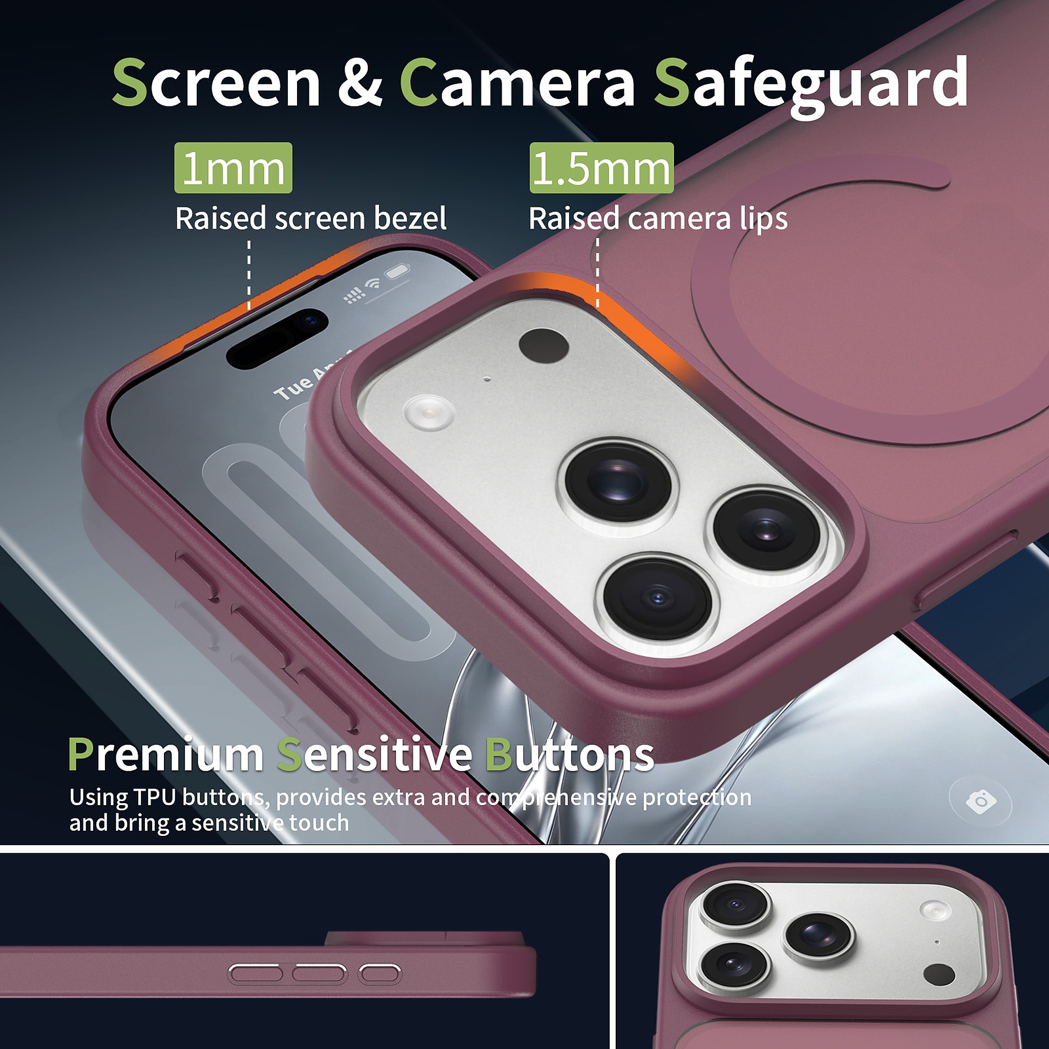 SendaFit MagSafe Camera-Button Cutout Matte Skin-Feel Two-in-One Case for iPhone 17 Pro & 18 Pro detail 22