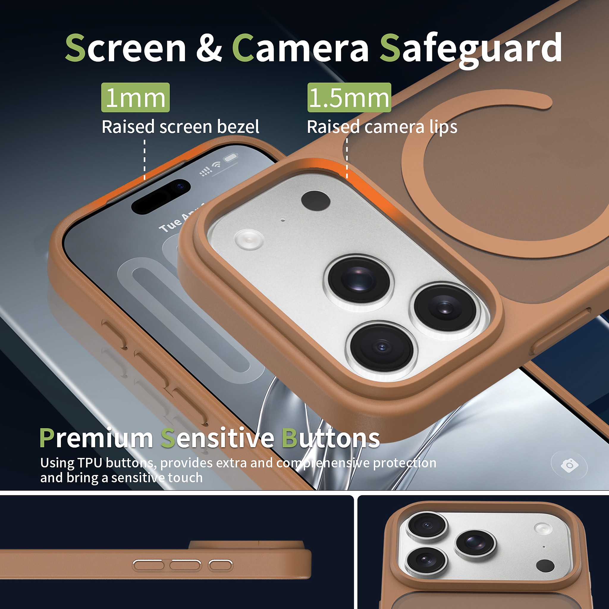 SendaFit MagSafe Camera-Button Cutout Matte Skin-Feel Two-in-One Case for iPhone 17 Pro & 18 Pro detail 4
