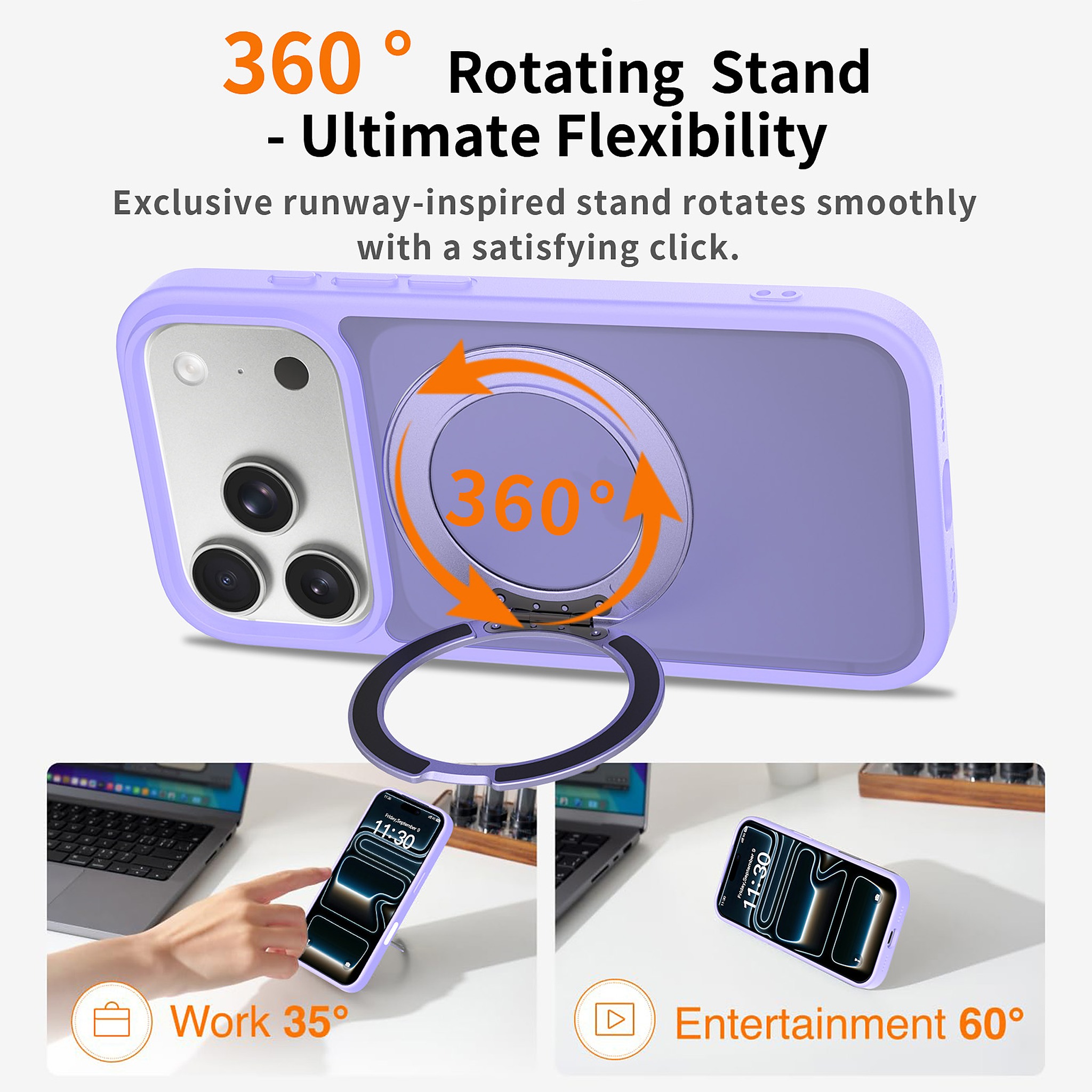 SendaFit Matte Skin-Feel 360° Stand Camera-Button Case for iPhone 17 Pro & 18 Pro detail 12