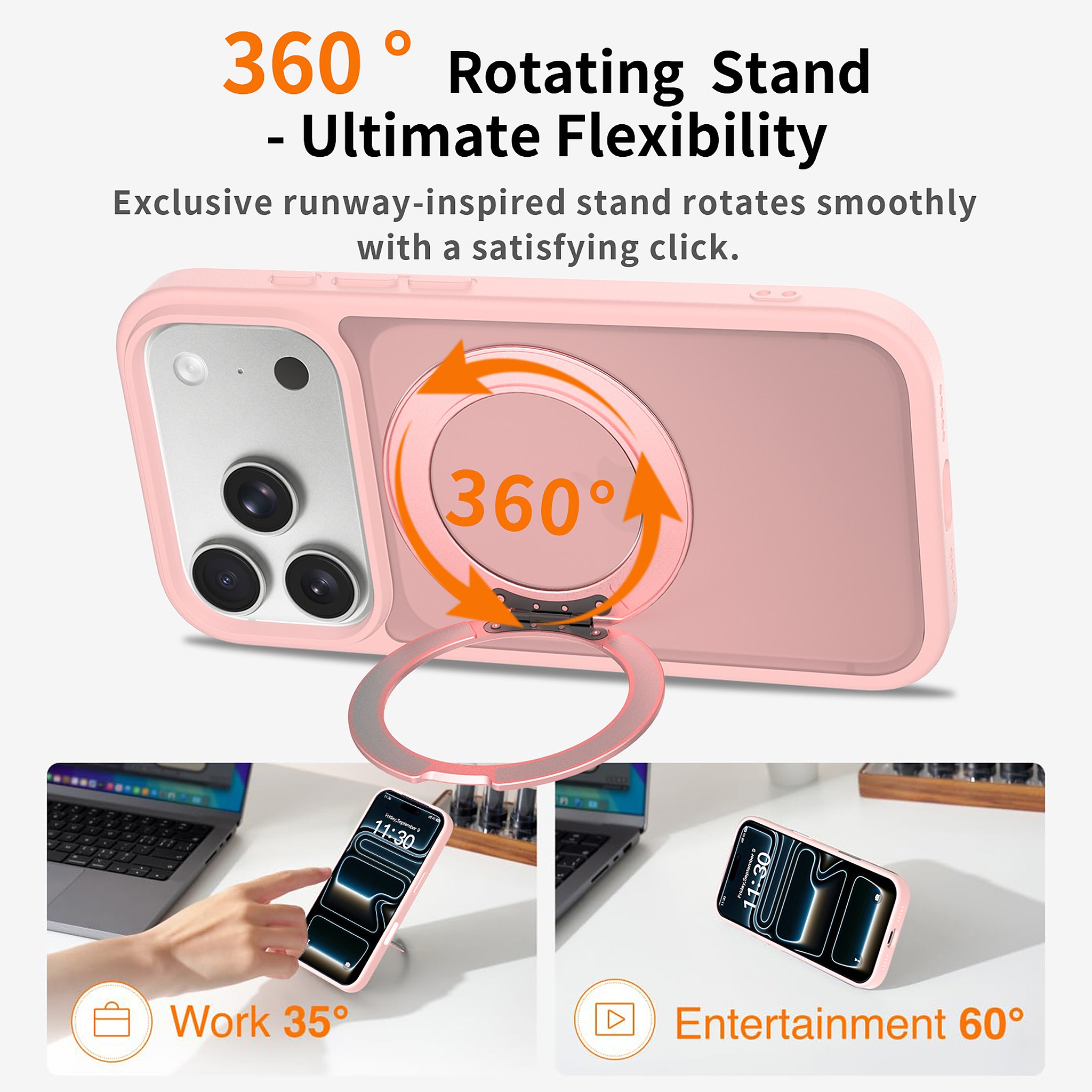 SendaFit Matte Skin-Feel 360° Stand Camera-Button Case for iPhone 17 Pro & 18 Pro detail 23