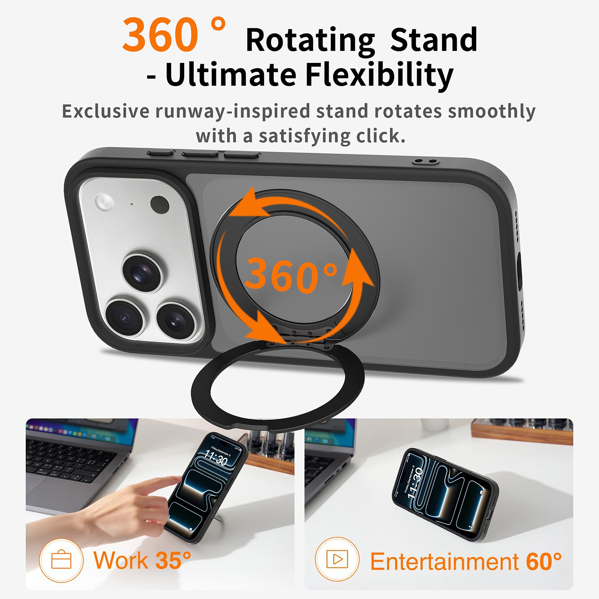 SendaFit Matte Skin-Feel 360° Stand Camera-Button Case for iPhone 17 Pro & 18 Pro detail 32