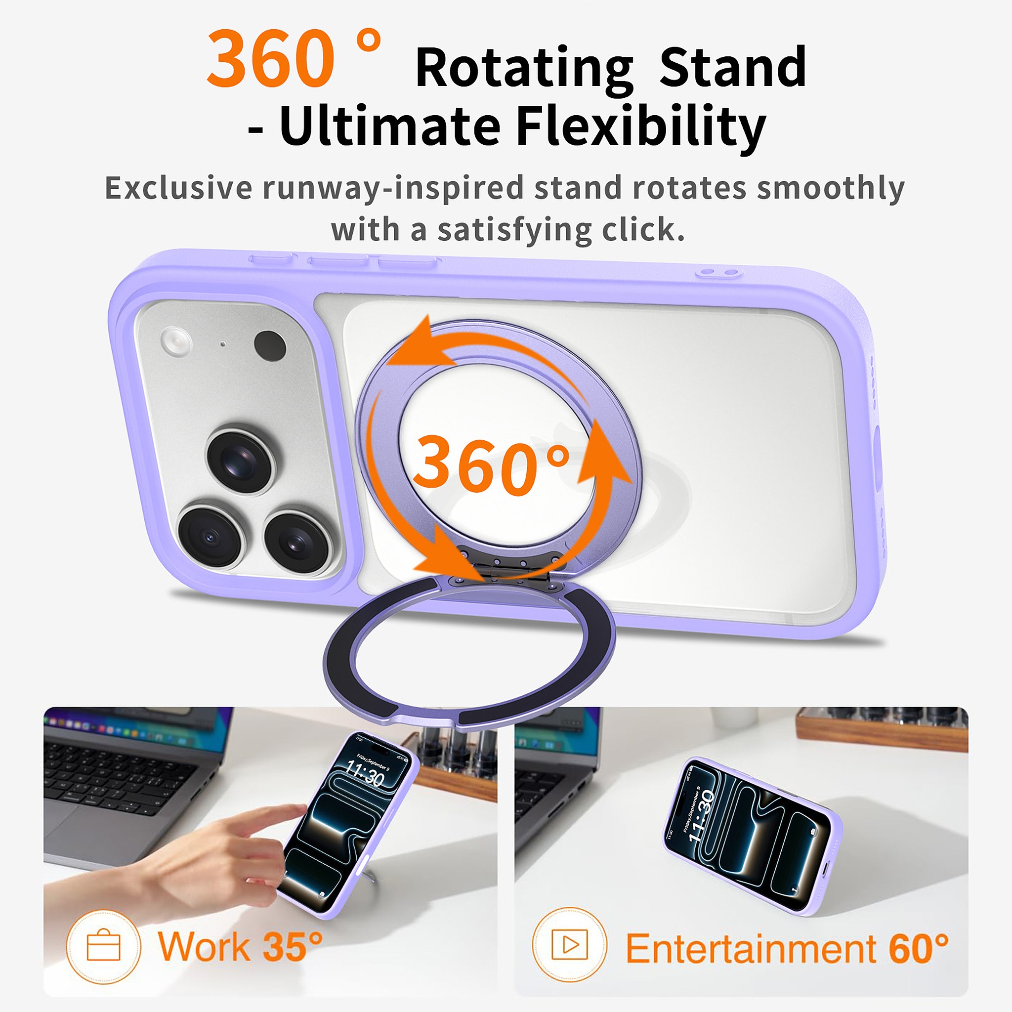 SendaFit Clear 360° Stand Camera-Button Case for iPhone 17 Pro & 18 Pro detail 12