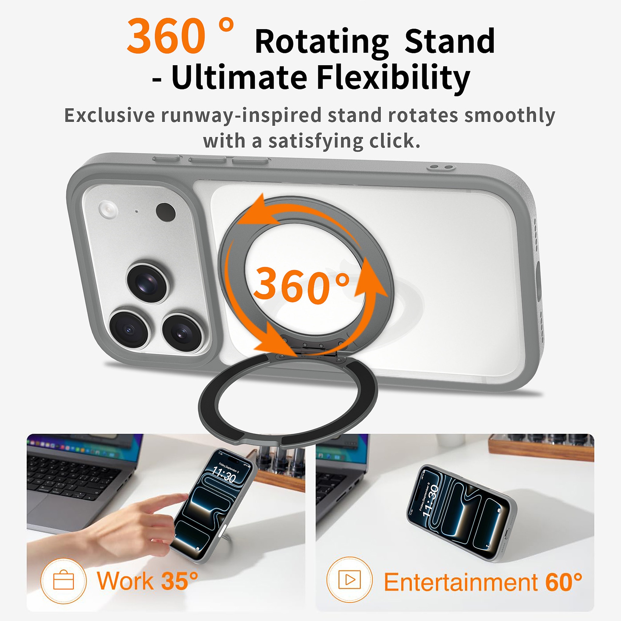 SendaFit Clear 360° Stand Camera-Button Case for iPhone 17 Pro & 18 Pro detail 17
