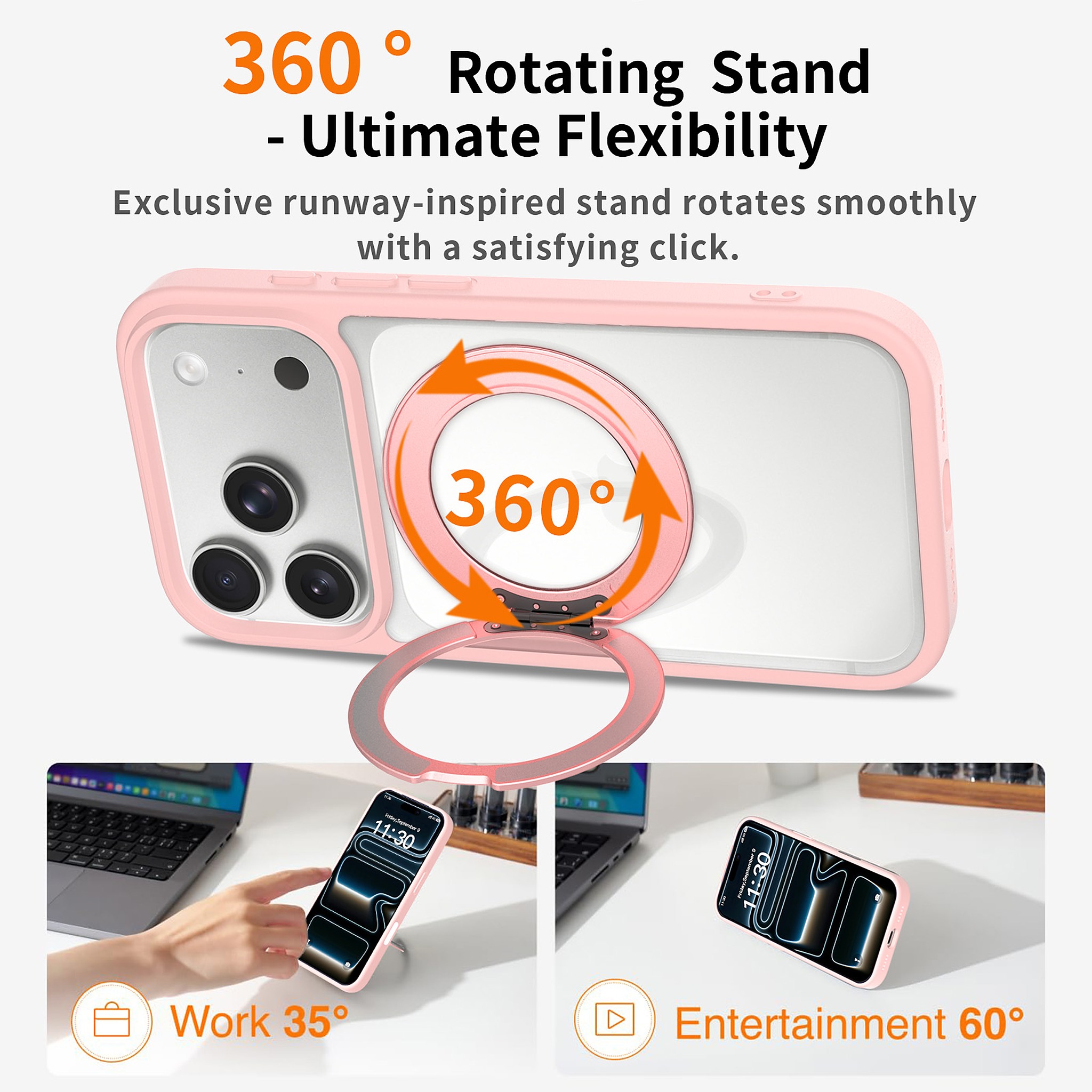 SendaFit Clear 360° Stand Camera-Button Case for iPhone 17 Pro & 18 Pro detail 23