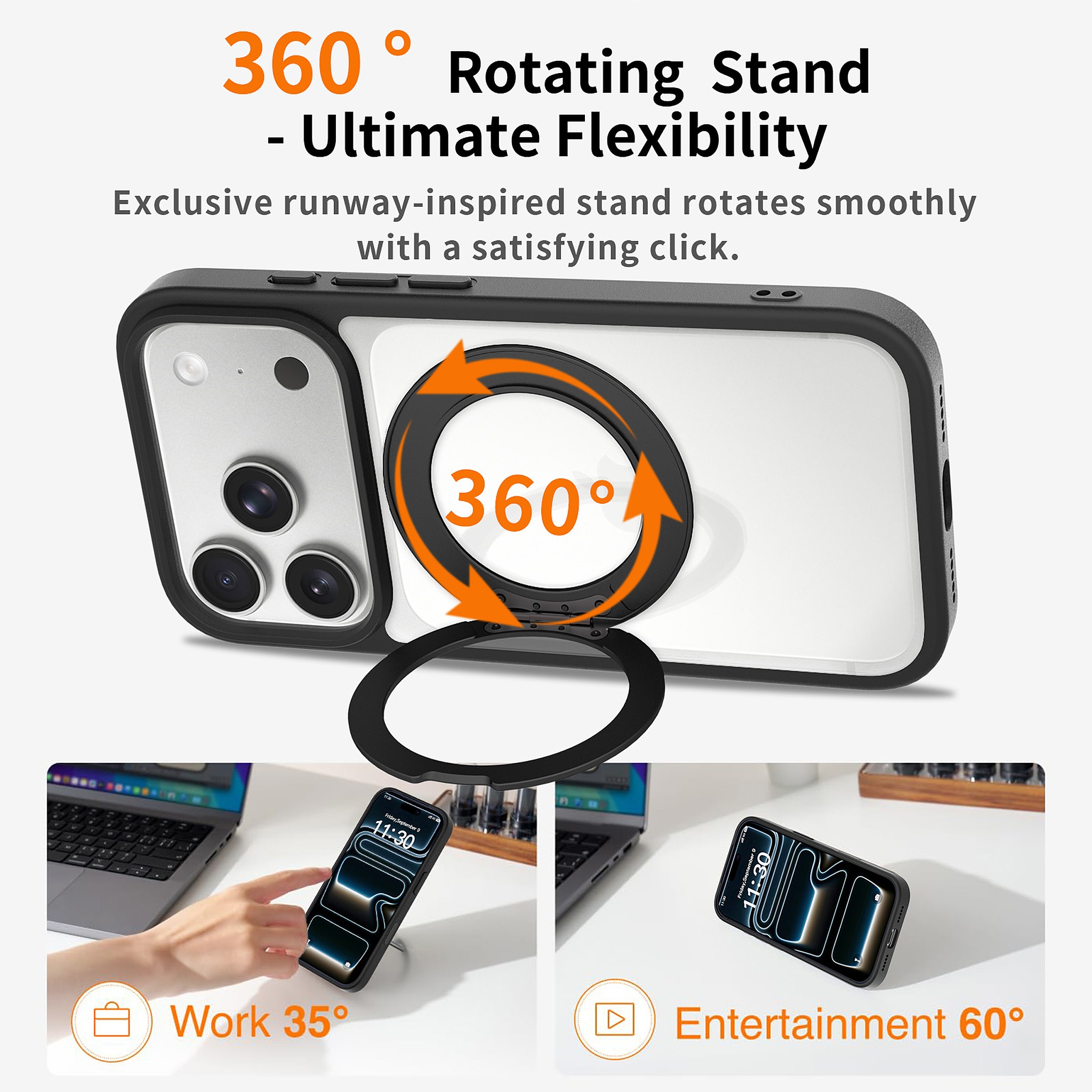 SendaFit Clear 360° Stand Camera-Button Case for iPhone 17 Pro & 18 Pro detail 32