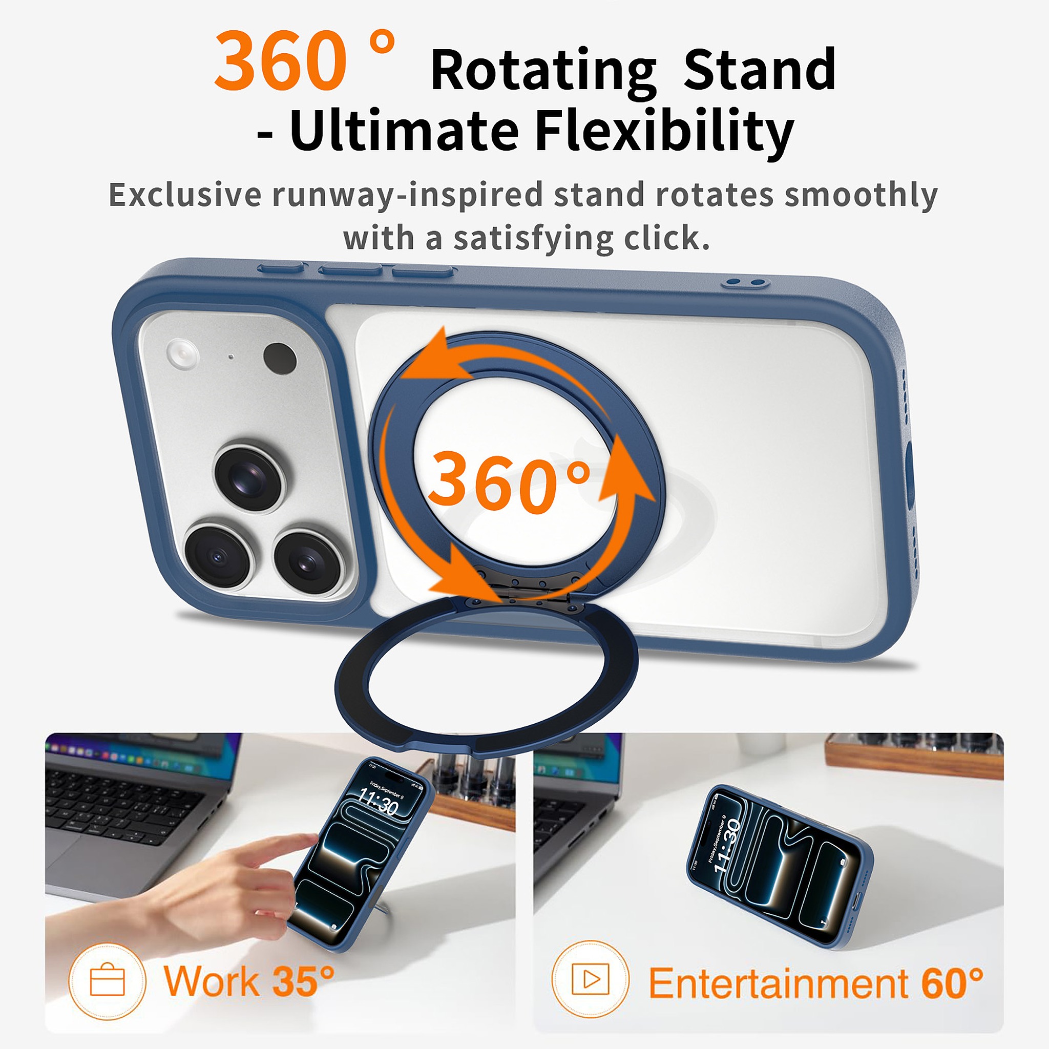SendaFit Clear 360° Stand Camera-Button Case for iPhone 17 Pro & 18 Pro detail 7