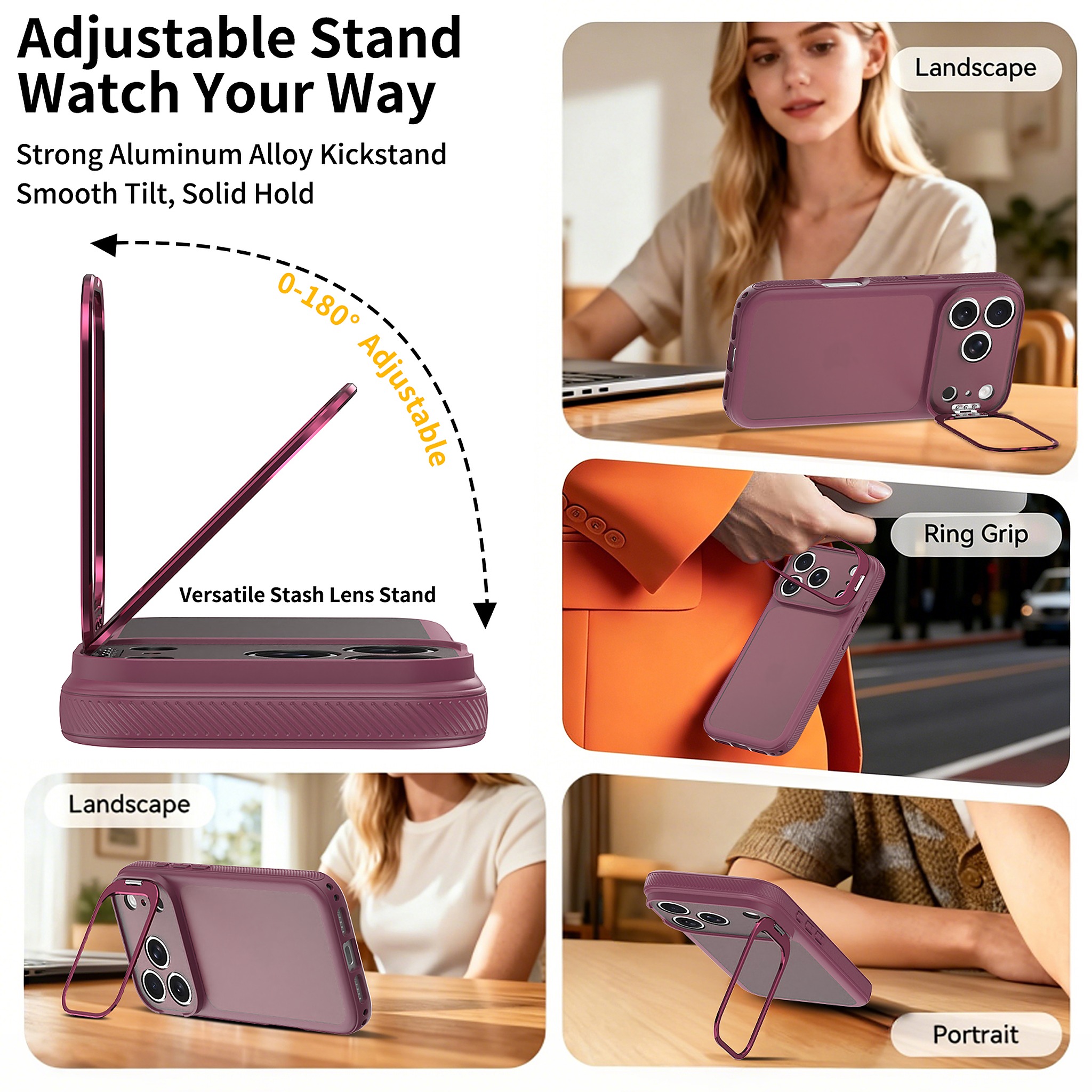 SendaFit Precise-Cutout Camera Stand Case for iPhone 17 Pro & 18 Pro detail 1
