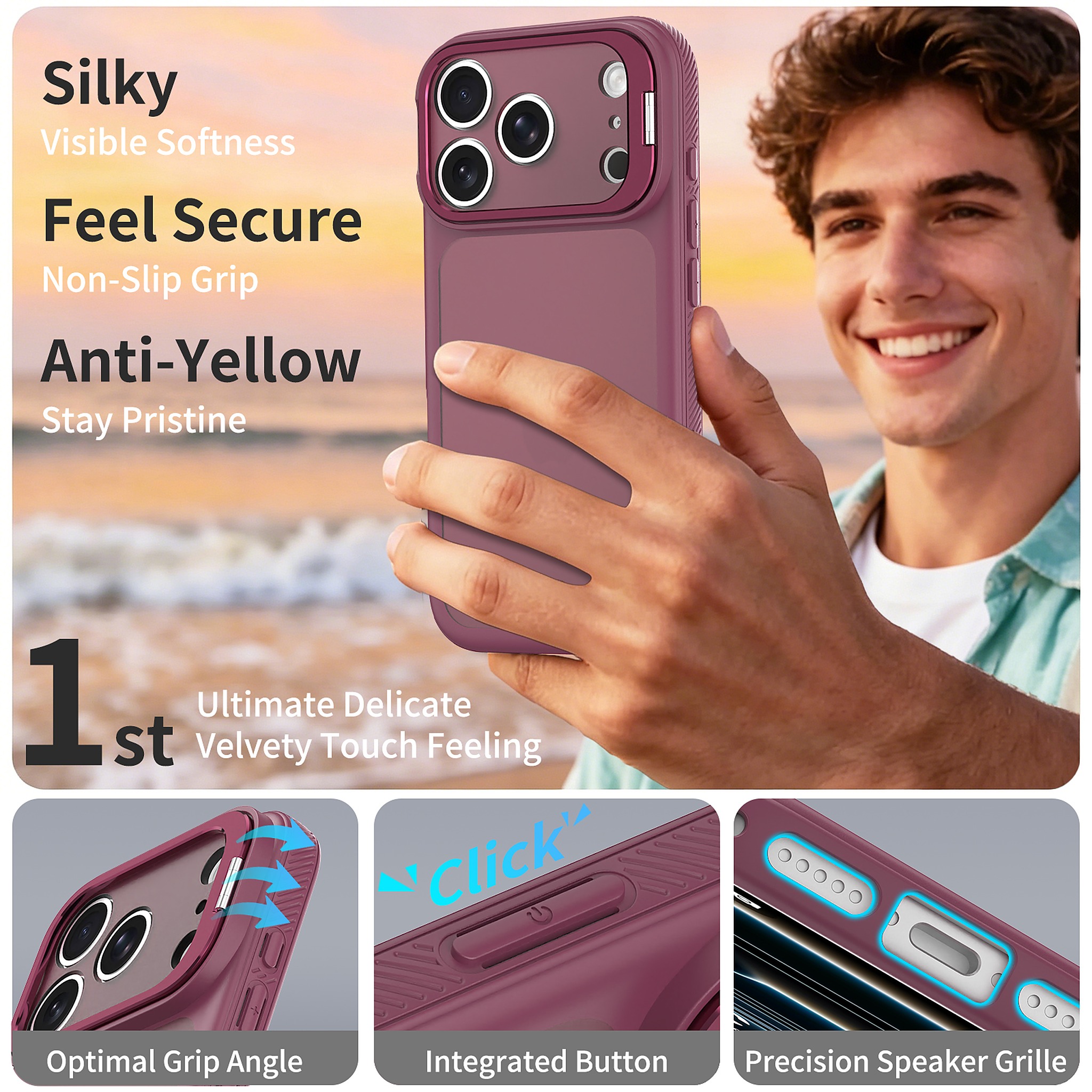SendaFit Precise-Cutout Camera Stand Case for iPhone 17 Pro & 18 Pro detail 5