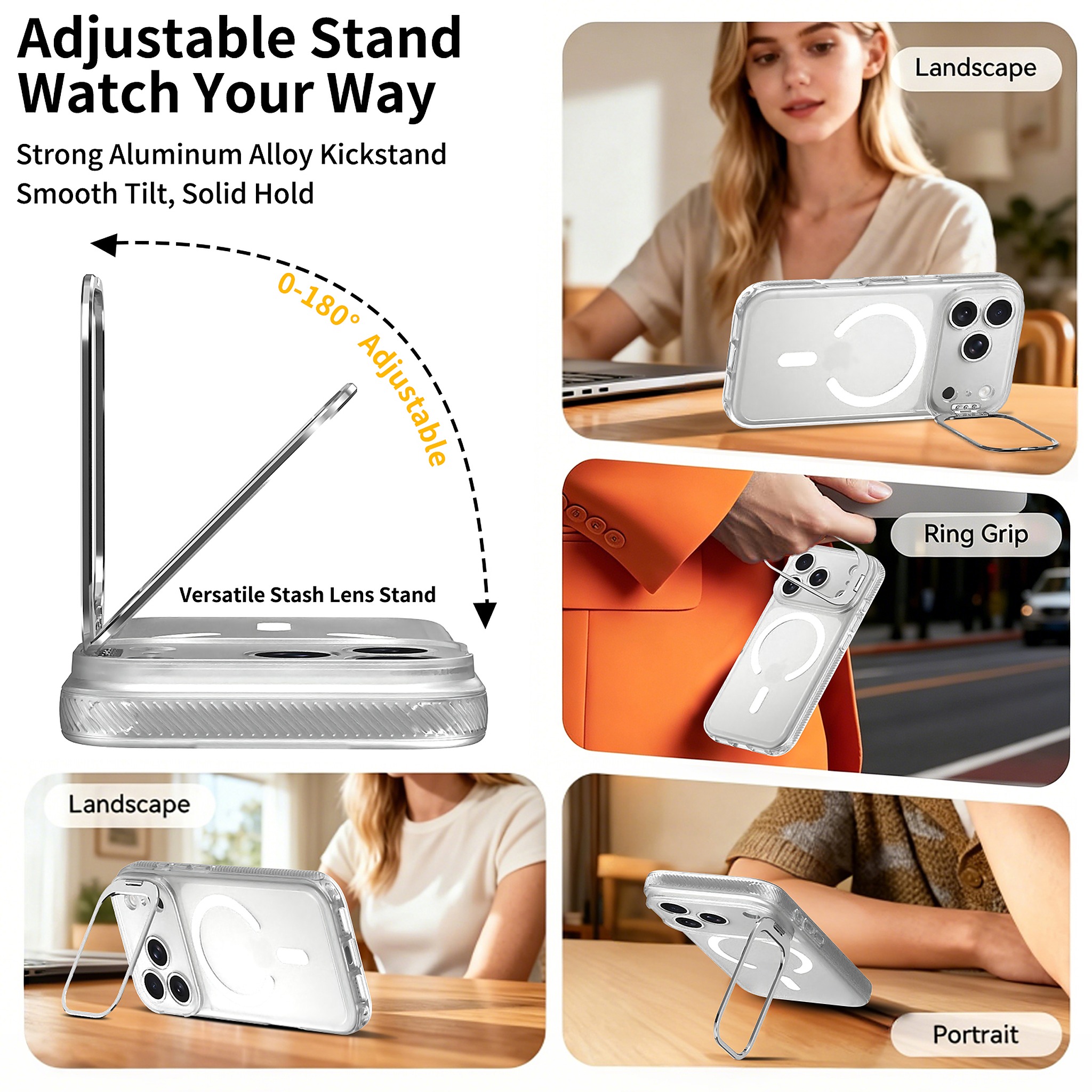 SendaFit Precise-Cutout Camera Stand MagSafe Case for iPhone 17 Pro & 18 Pro detail 2
