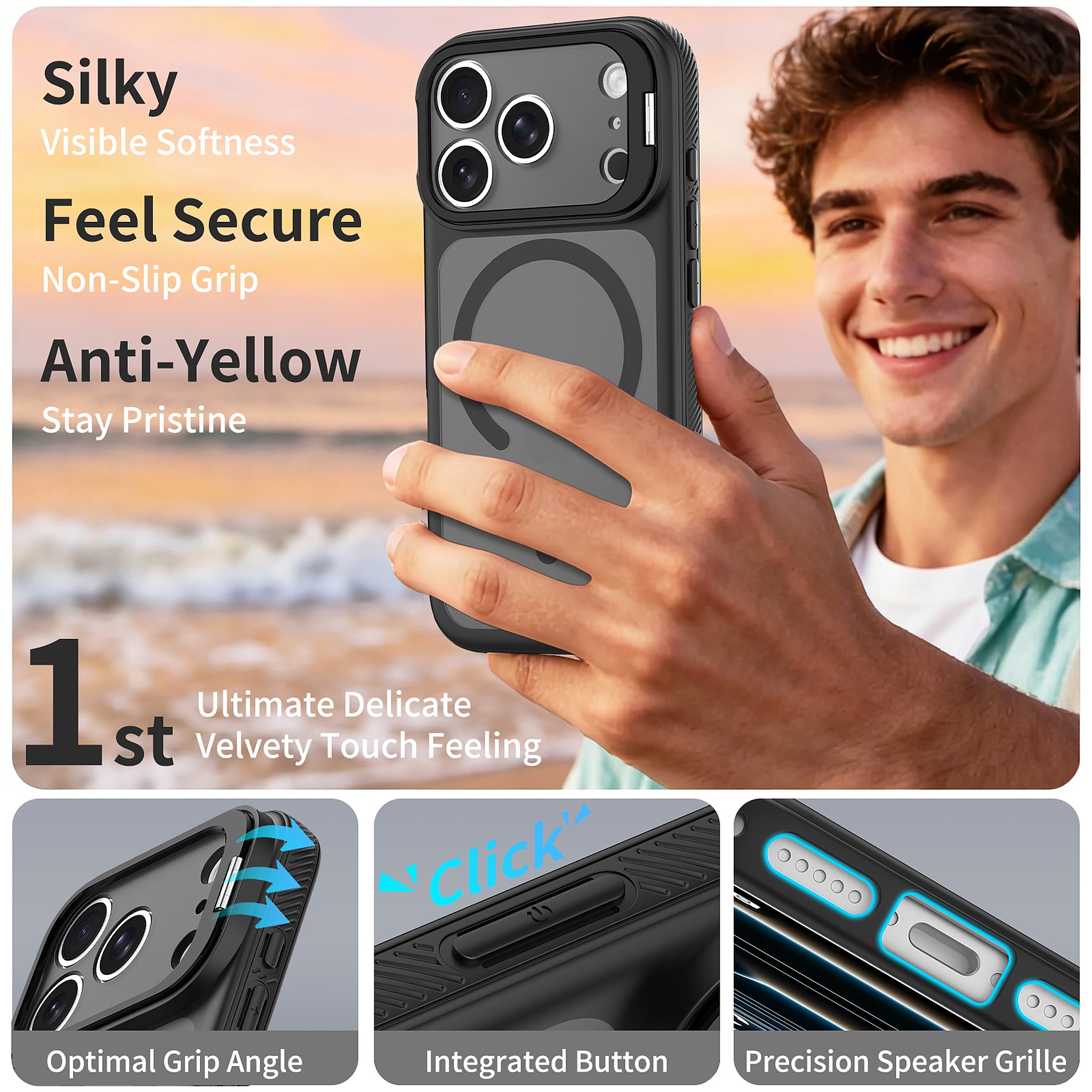 SendaFit Precise-Cutout Camera Stand MagSafe Case for iPhone 17 Pro & 18 Pro detail 20