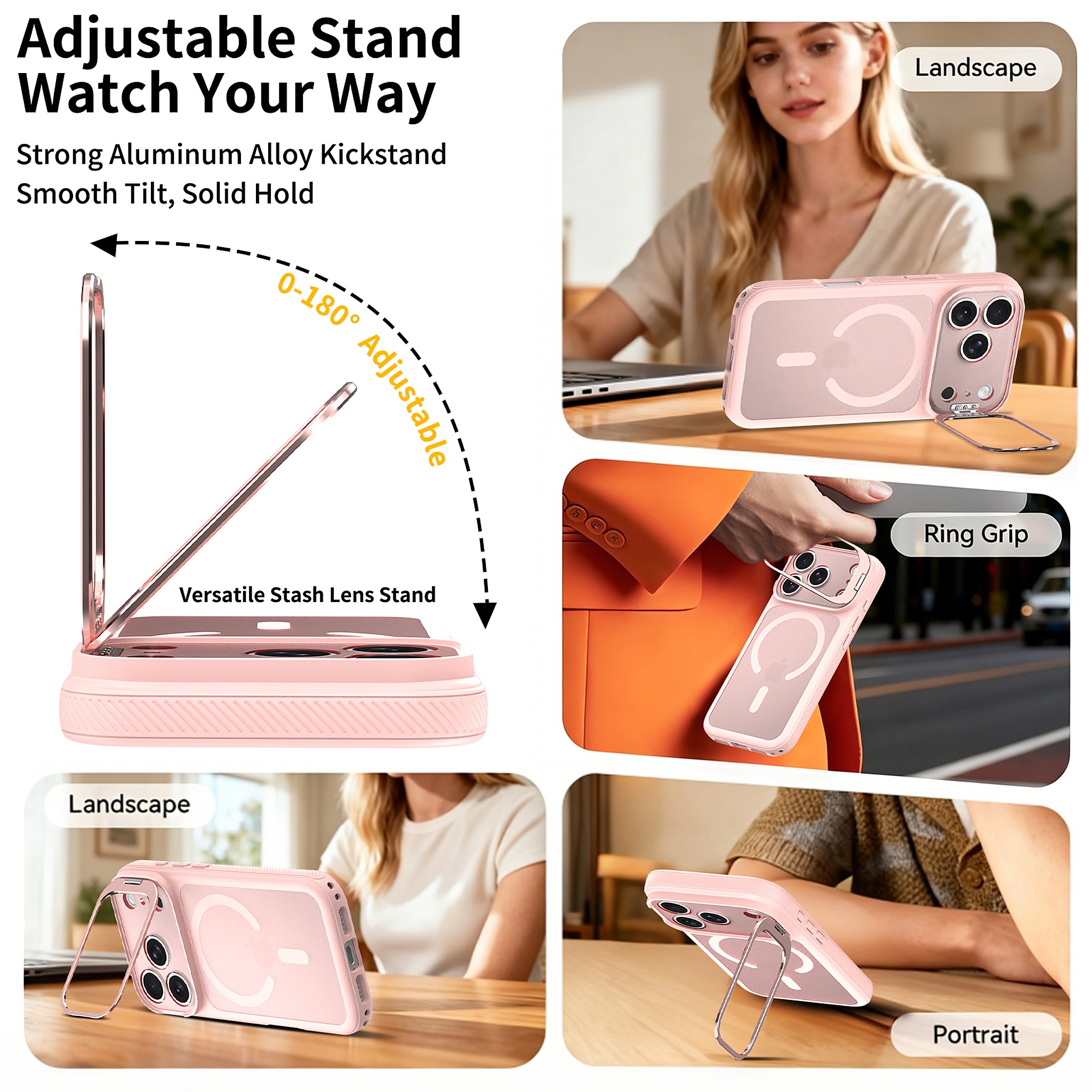 SendaFit Precise-Cutout Camera Stand MagSafe Case for iPhone 17 Pro & 18 Pro detail 3