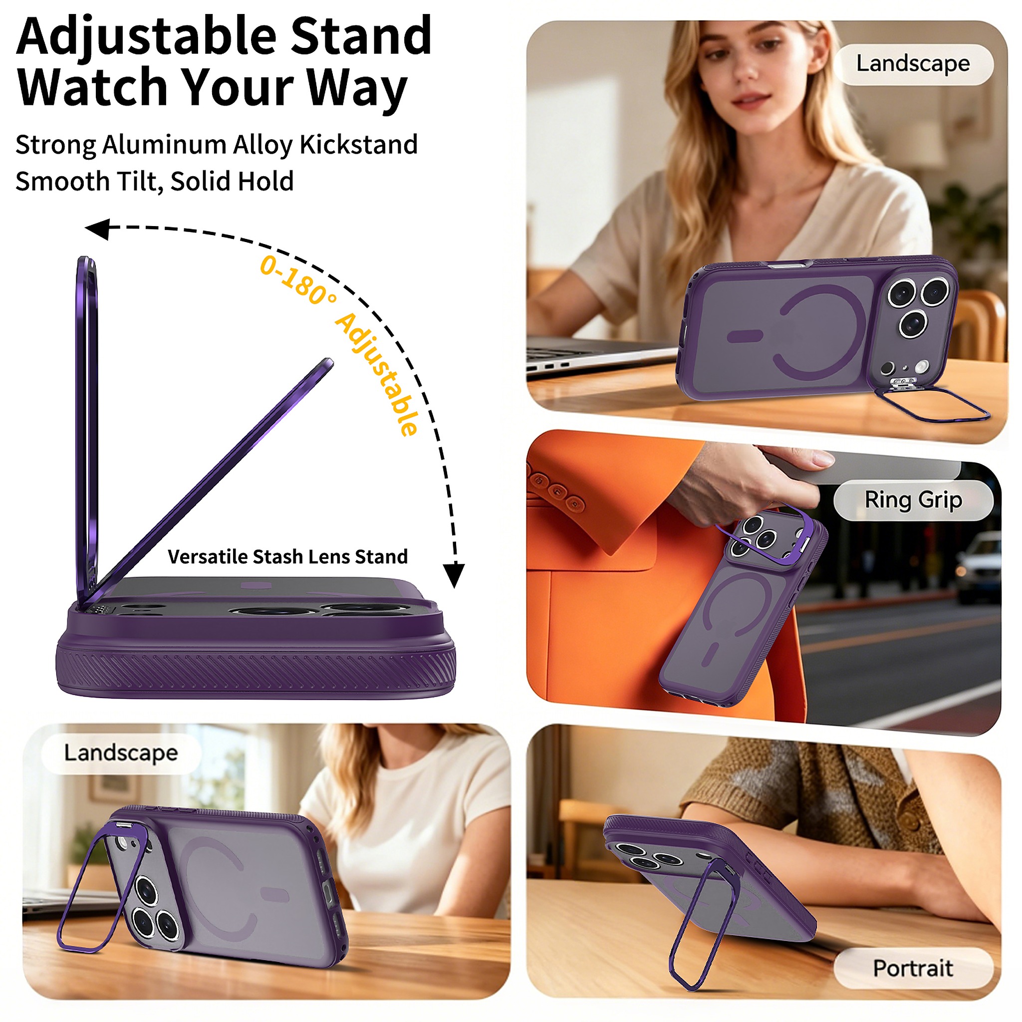 SendaFit Precise-Cutout Camera Stand MagSafe Case for iPhone 17 Pro & 18 Pro detail 6