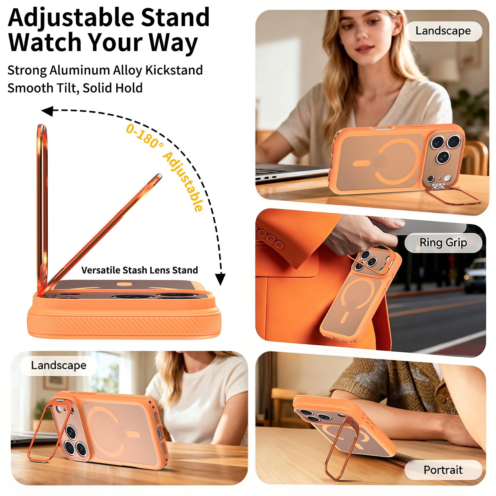 SendaFit Precise-Cutout Camera Stand MagSafe Case for iPhone 17 Pro & 18 Pro detail 7