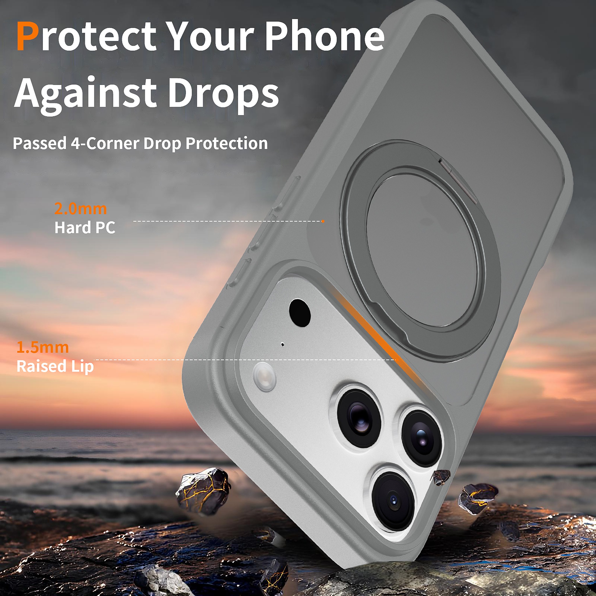 SendaFit Matte Skin-Feel 360° Stand Case for iPhone 18 Pro detail 1