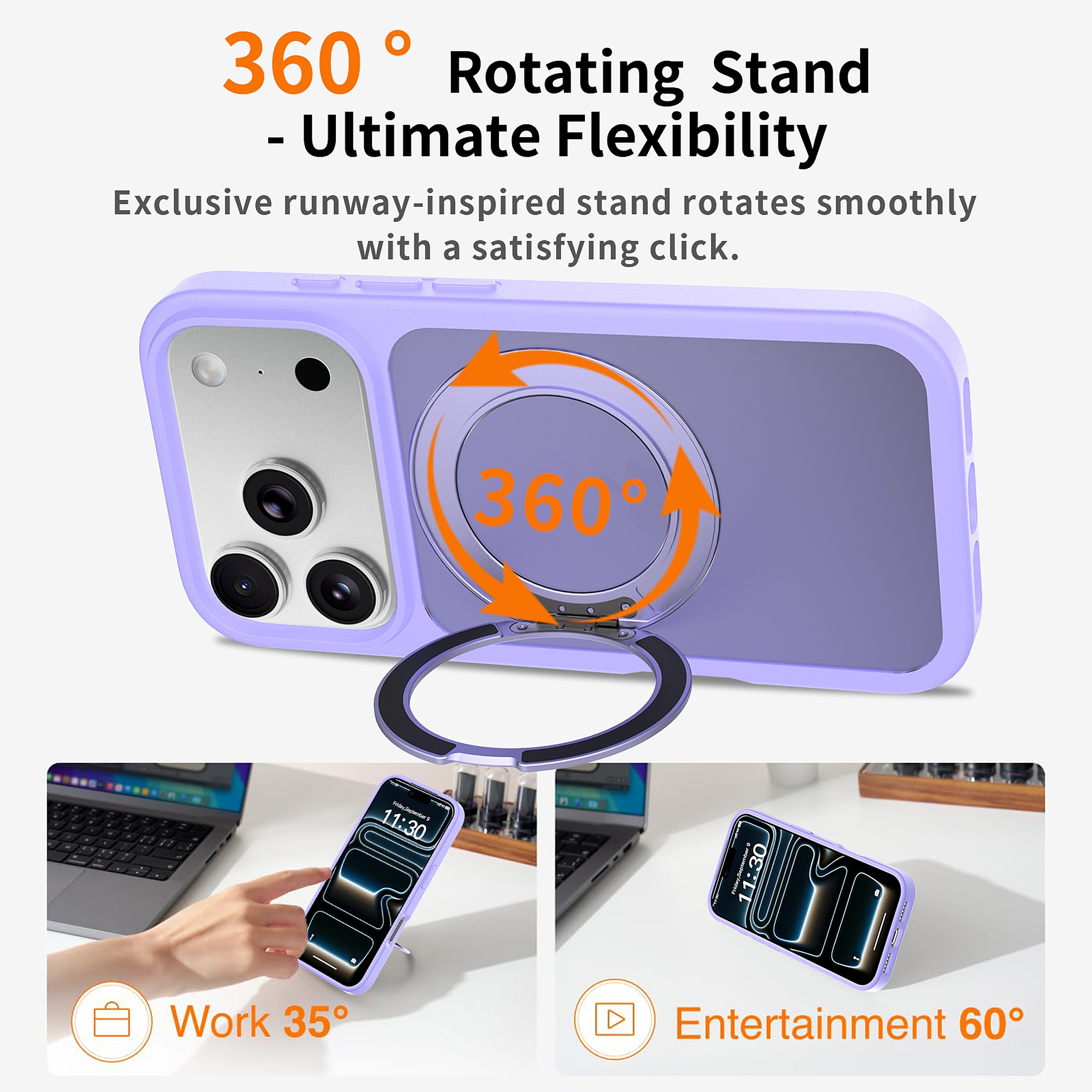 SendaFit Matte Skin-Feel 360° Stand Case for iPhone 18 Pro detail 13