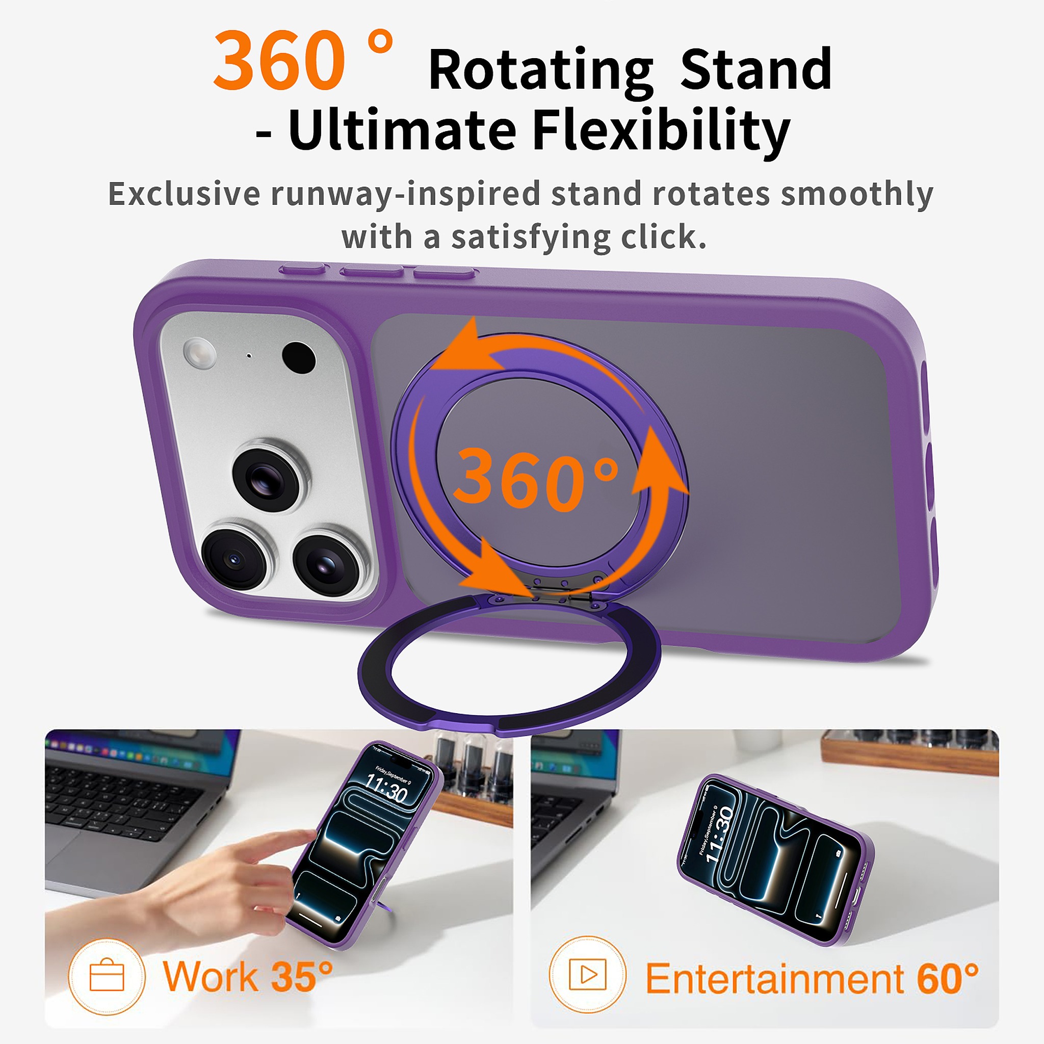 SendaFit Matte Skin-Feel 360° Stand Case for iPhone 18 Pro detail 18