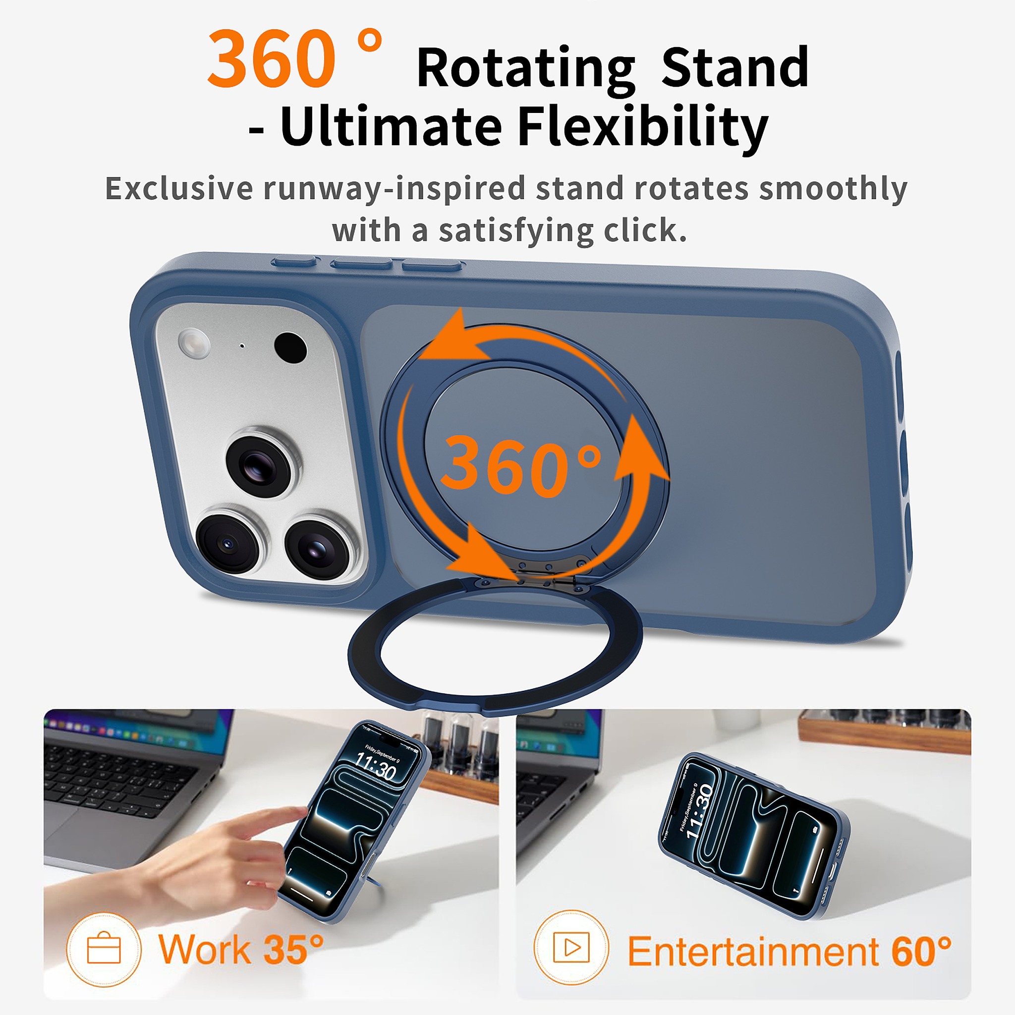 SendaFit Matte Skin-Feel 360° Stand Case for iPhone 18 Pro detail 24