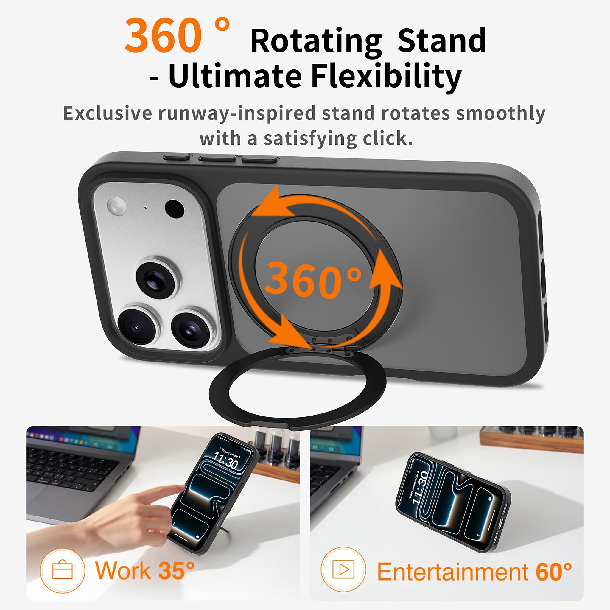 SendaFit Matte Skin-Feel 360° Stand Case for iPhone 18 Pro detail 33