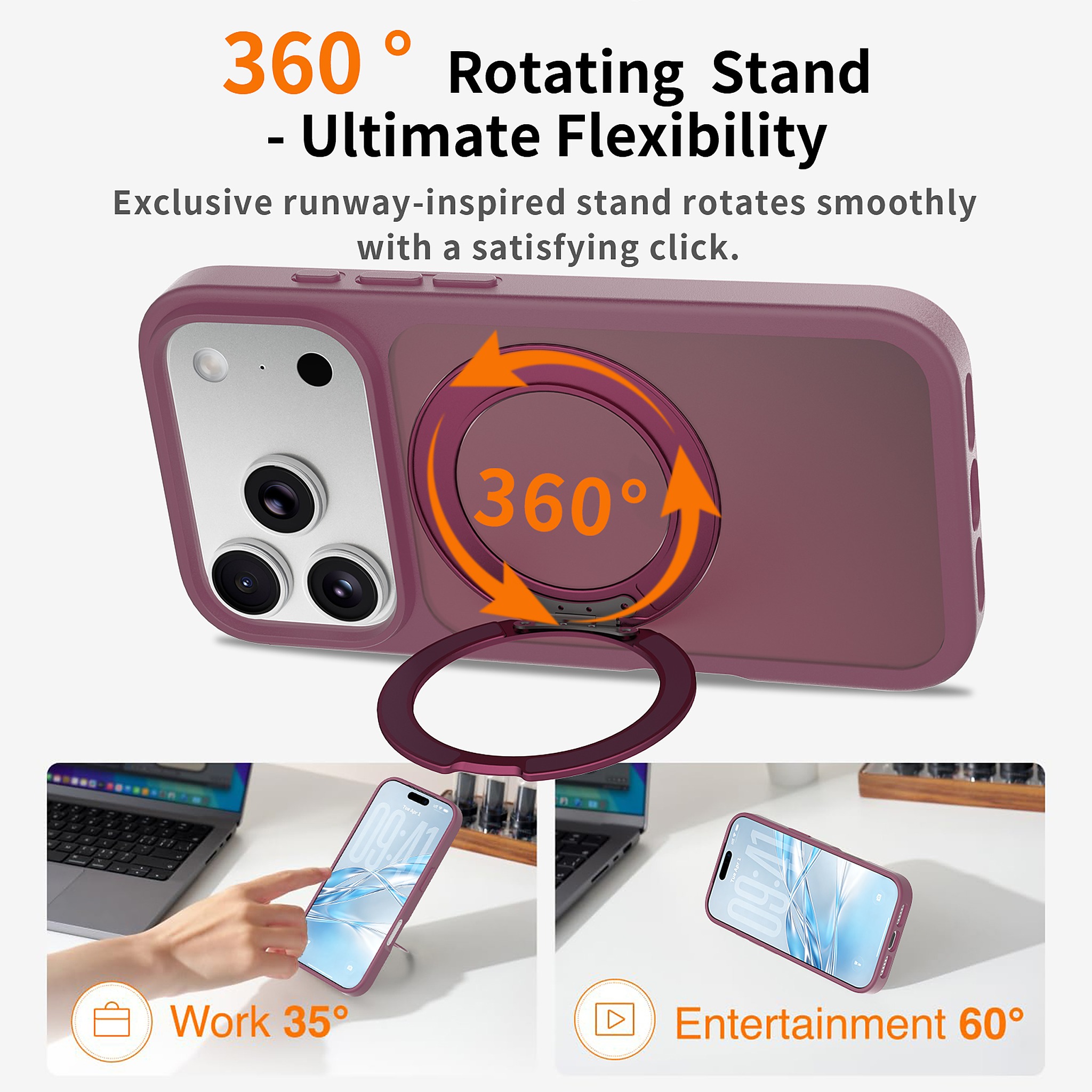 SendaFit Matte Skin-Feel 360° Stand Case for iPhone 18 Pro detail 38