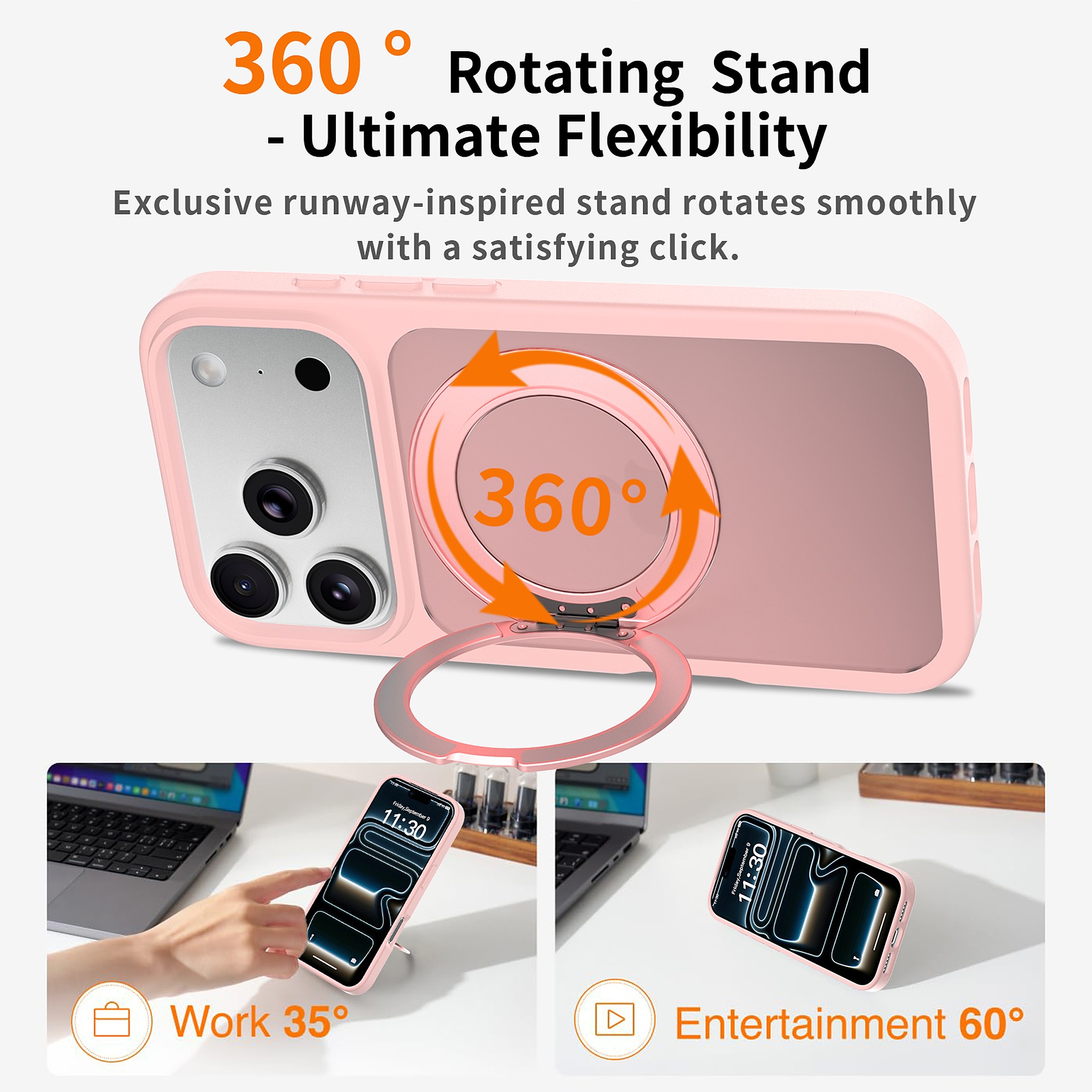SendaFit Matte Skin-Feel 360° Stand Case for iPhone 18 Pro detail 8
