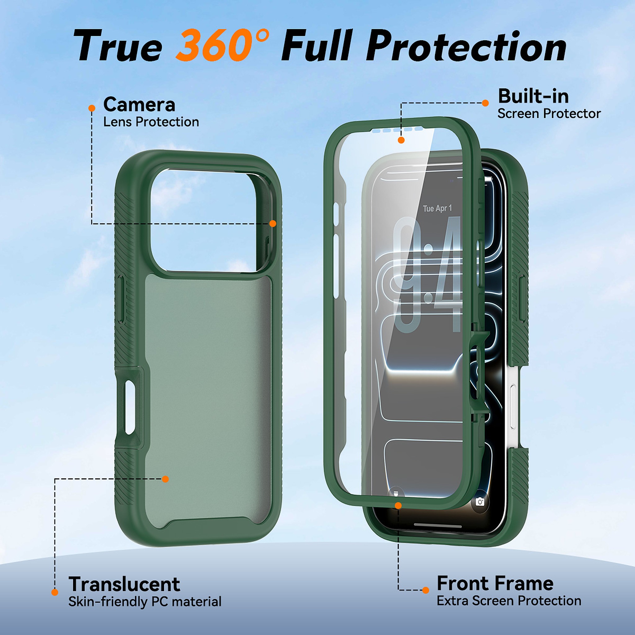 SendaFit Matte Starry Rugged Case for iPhone 17 Pro & 18 Pro (with Screen Protector) detail 2