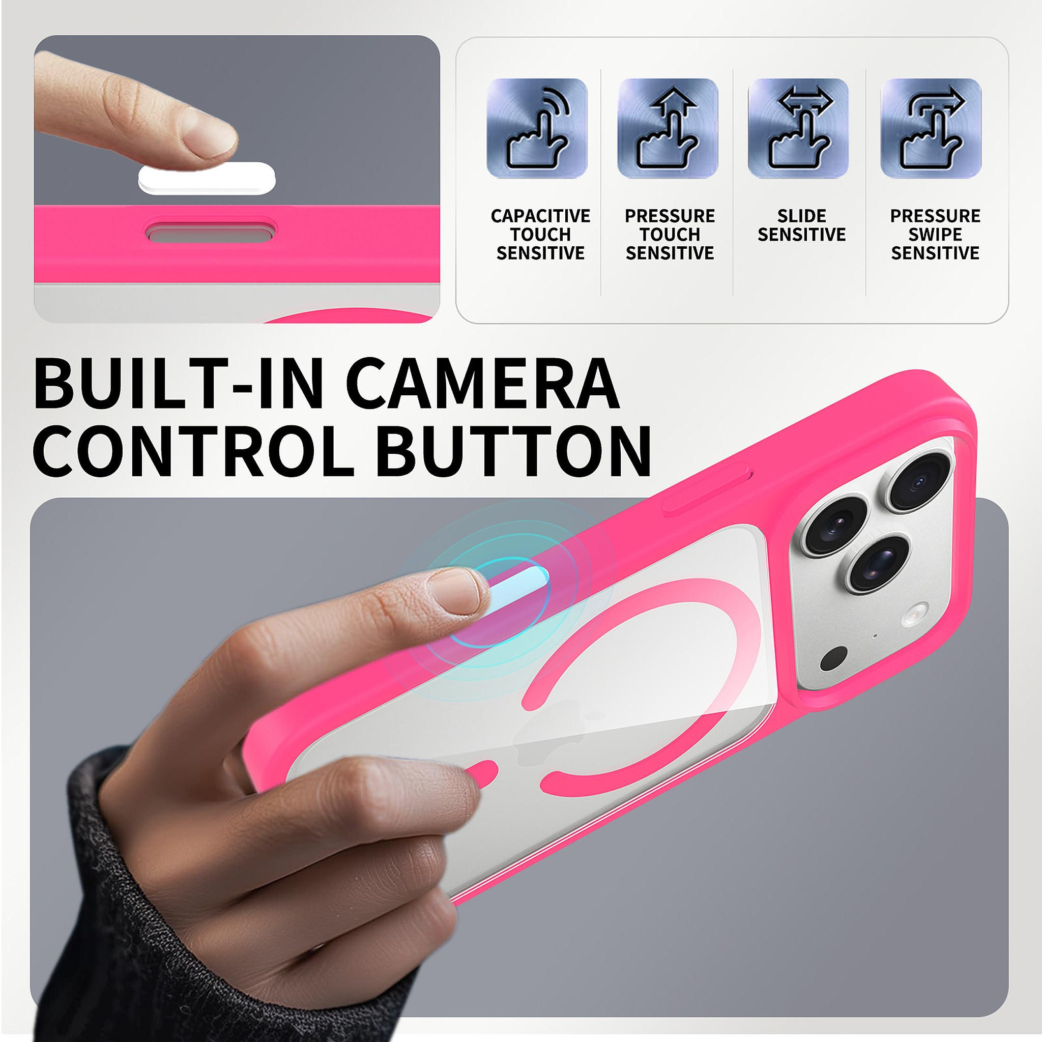 SendaFit Clear Two-in-One Touch Camera-Button MagSafe Case for iPhone 17 Pro & 18 Pro detail 12