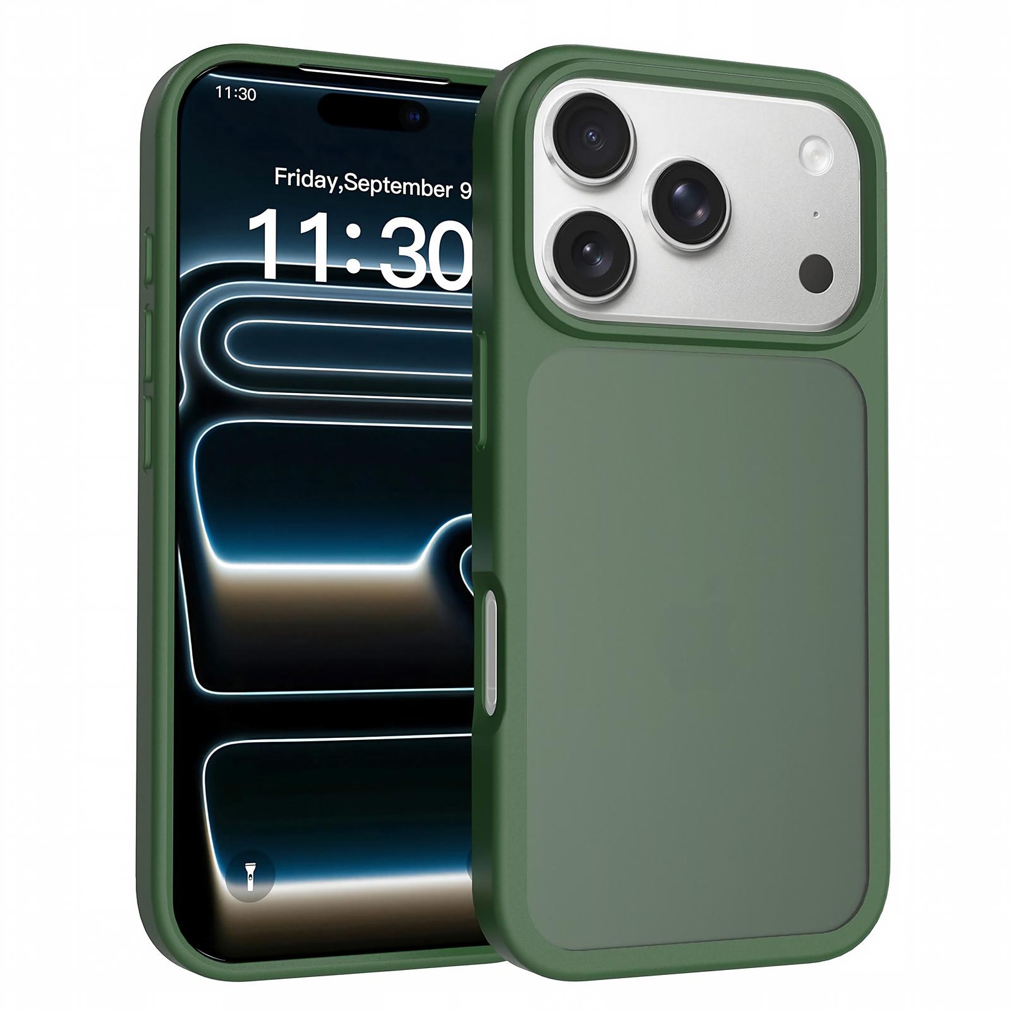 SendaFit Matte Skin-Feel Two-in-One Case for iPhone 18 Pro (Fits iPhone 17 Pro) - Dark Green