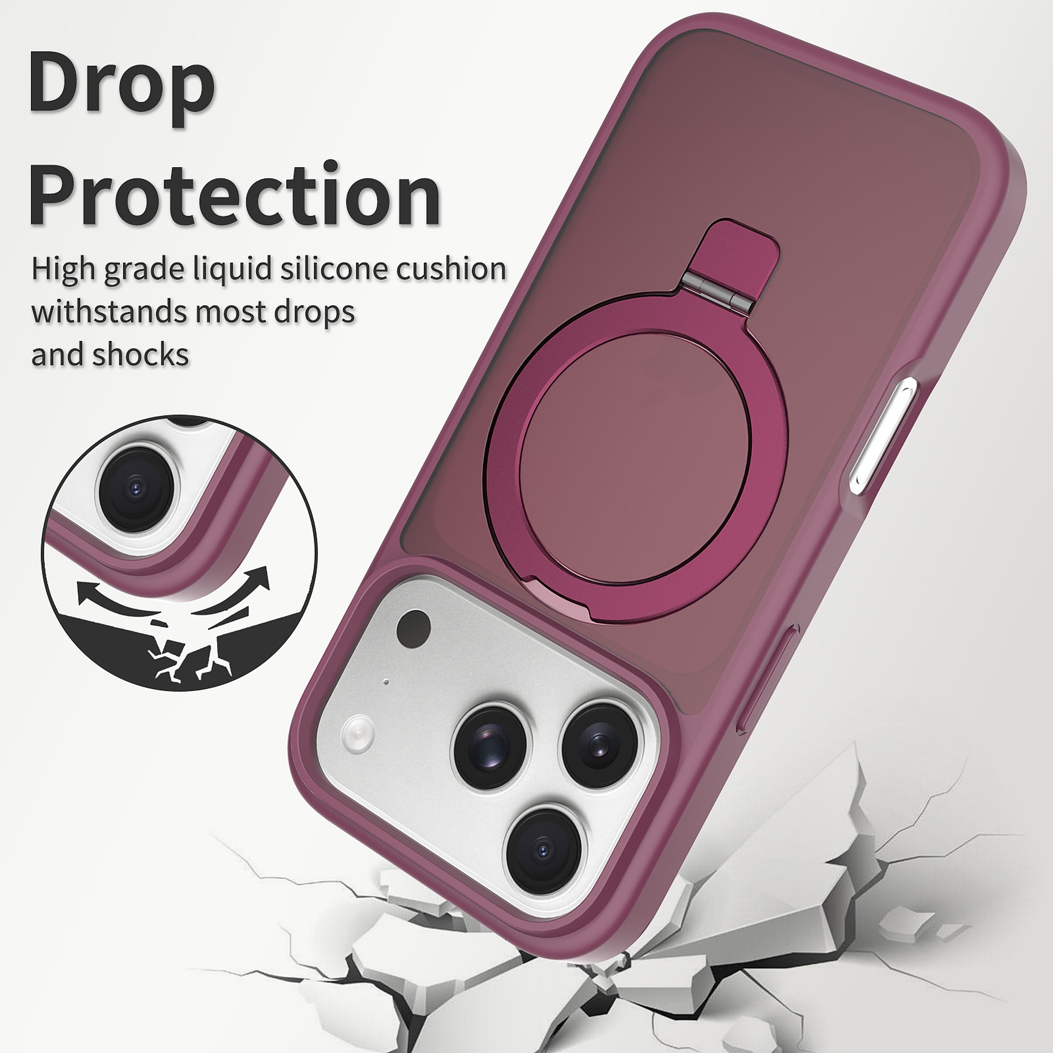 SendaFit Matte Skin-Feel Racket-Stand Case for iPhone 17 Pro & 18 Pro detail 5