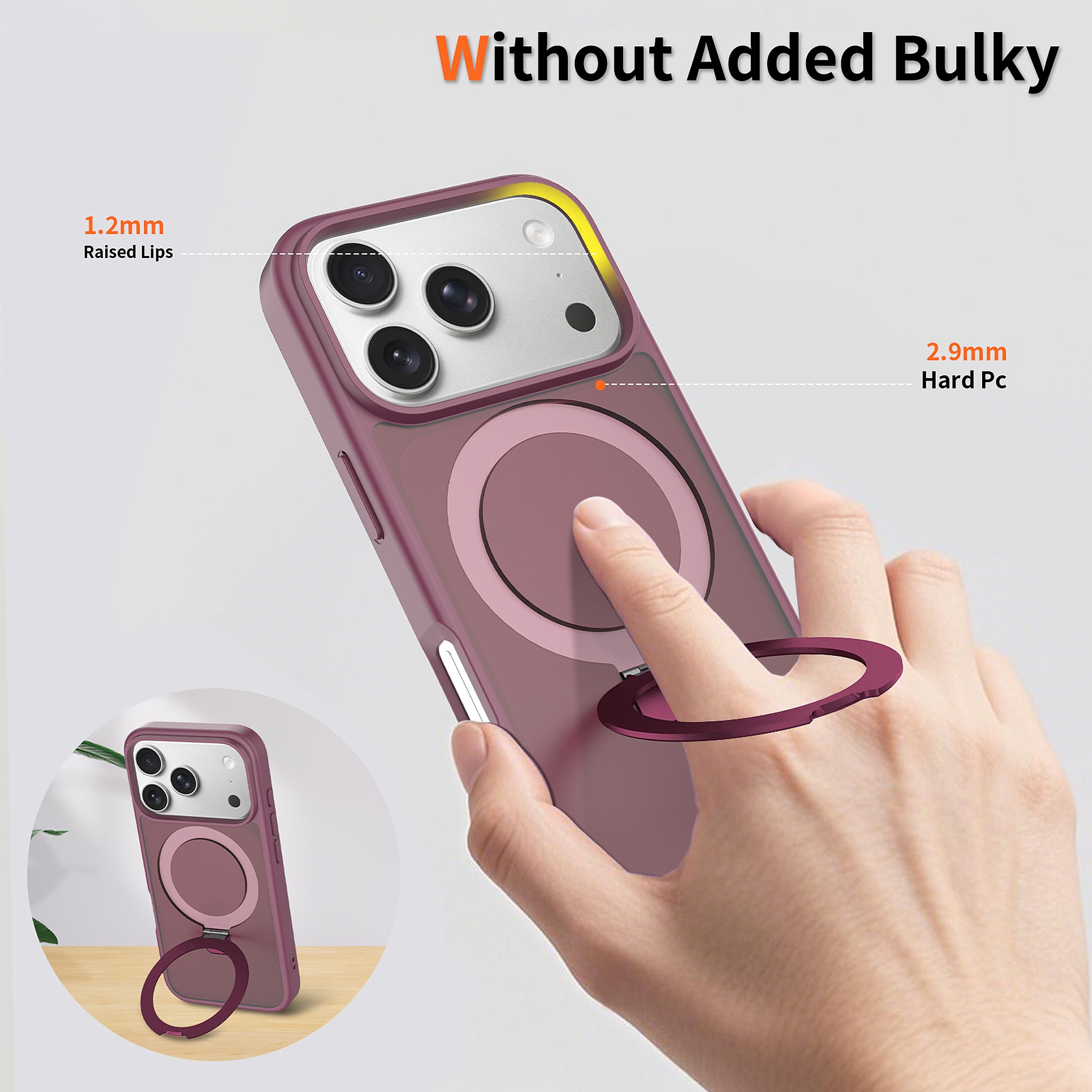 SendaFit Matte Skin-Feel Racket-Stand Case for iPhone 17 Pro & 18 Pro detail 8