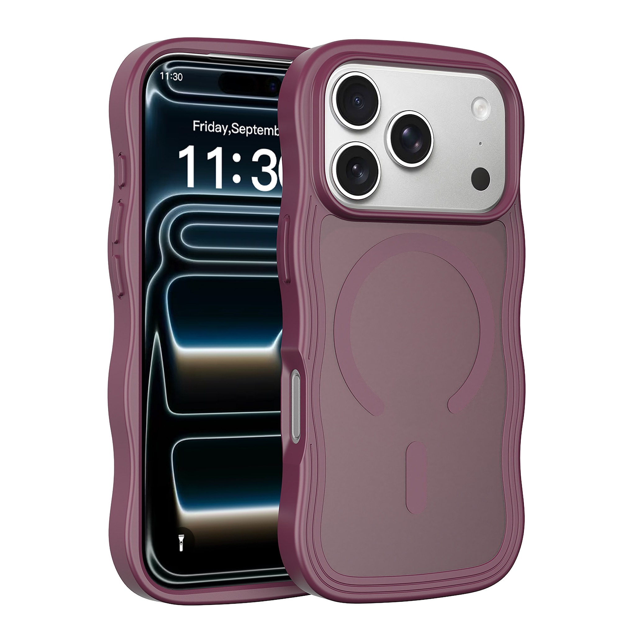 SendaFit Wavy Matte Two-in-One MagSafe Case for iPhone 18 Pro (Fits iPhone 17 Pro) (042 Batch) - Cherry Red