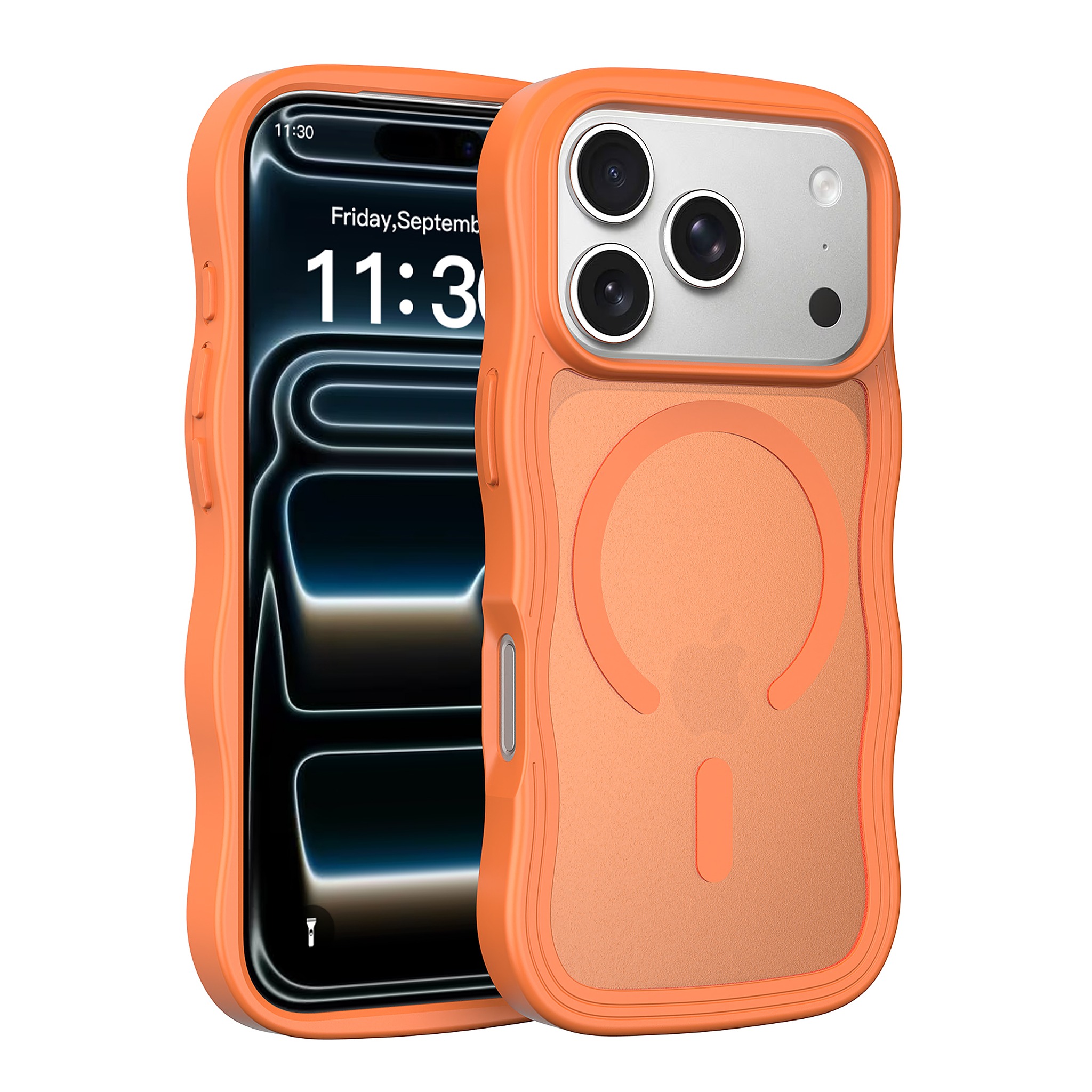 SendaFit Wavy Matte Two-in-One MagSafe Case for iPhone 18 Pro (Fits iPhone 17 Pro) (042 Batch) - Orange