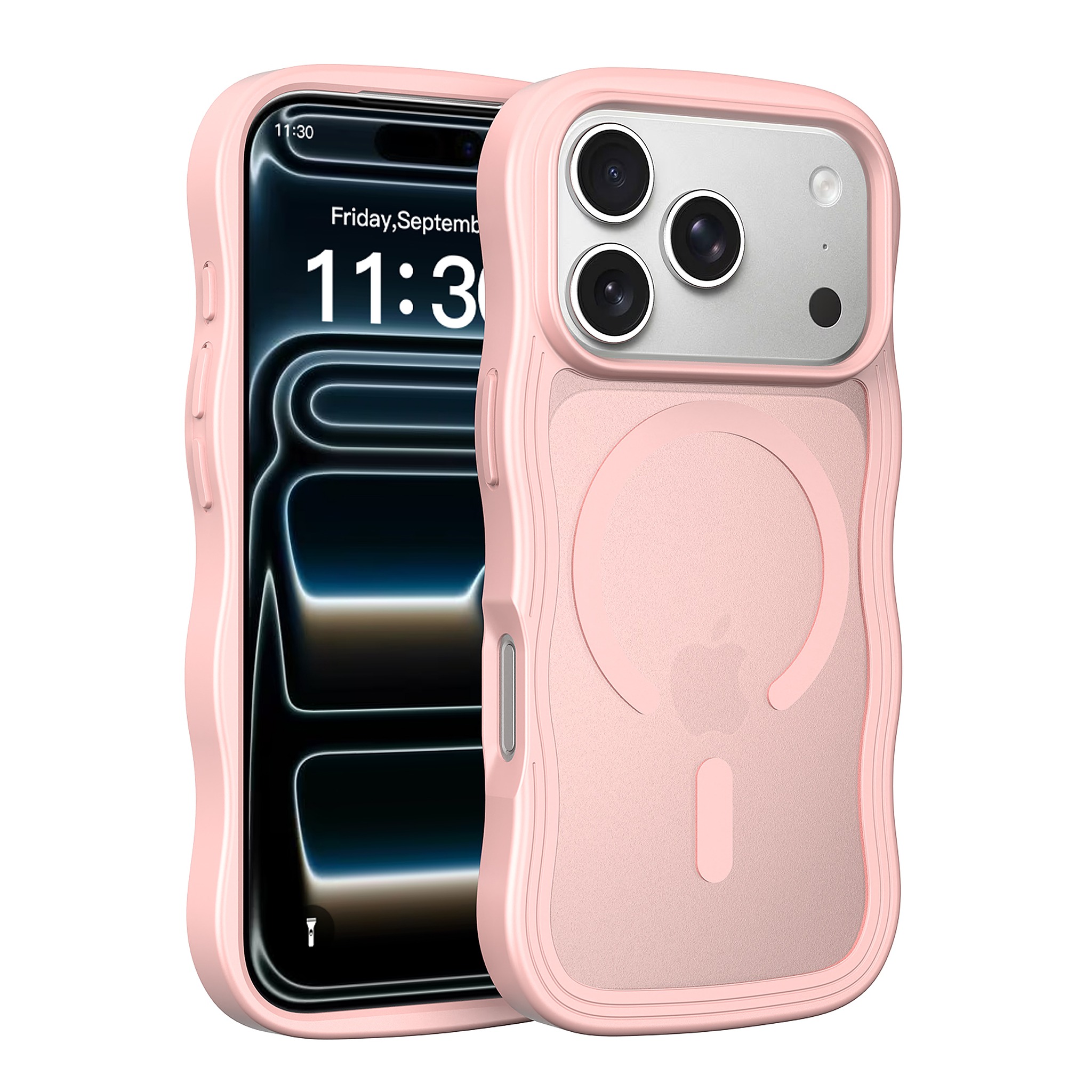 SendaFit Wavy Matte Two-in-One MagSafe Case for iPhone 18 Pro (Fits iPhone 17 Pro) (042 Batch) - Light Pink