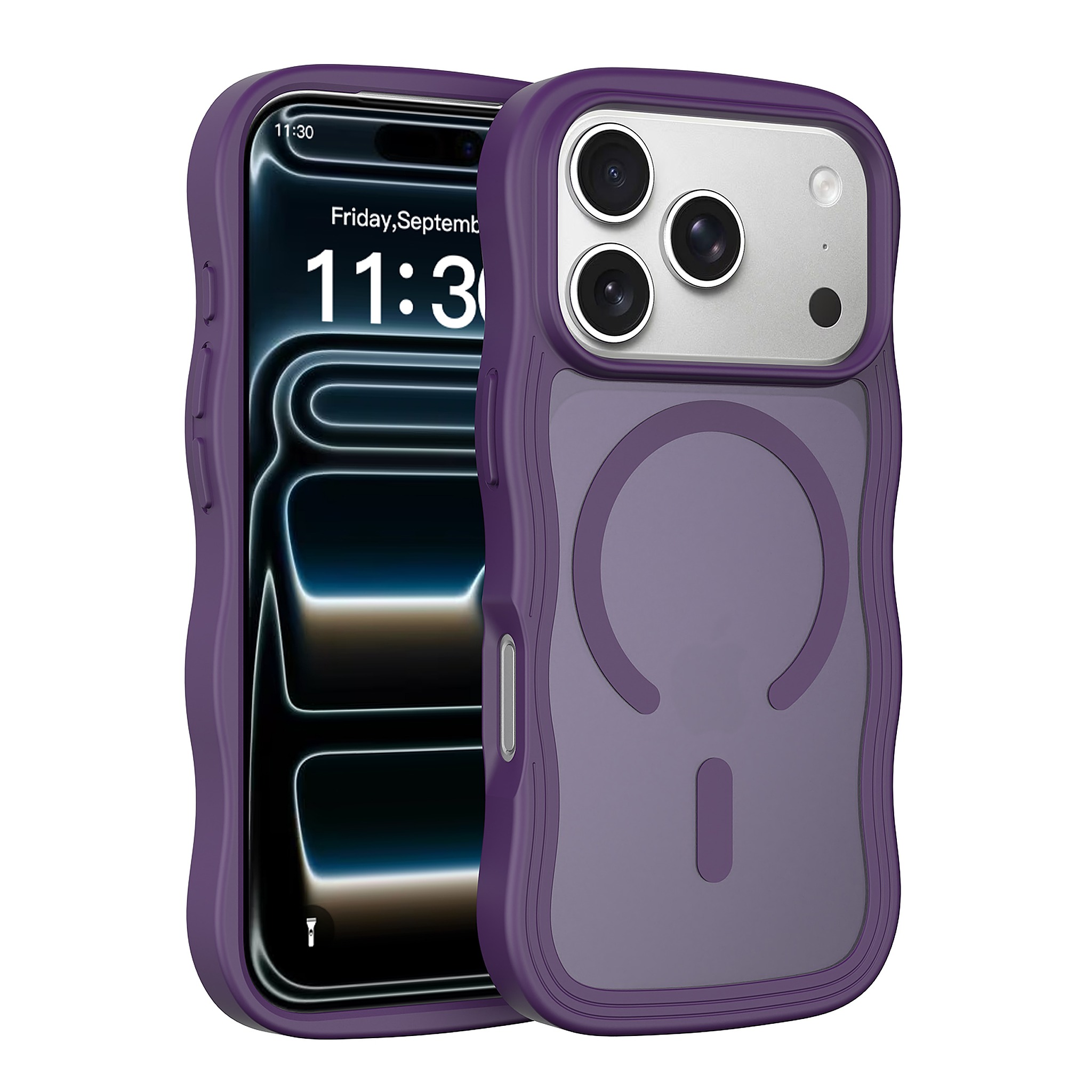 SendaFit Wavy Matte Two-in-One MagSafe Case for iPhone 18 Pro (Fits iPhone 17 Pro) (042 Batch) - Deep Purple