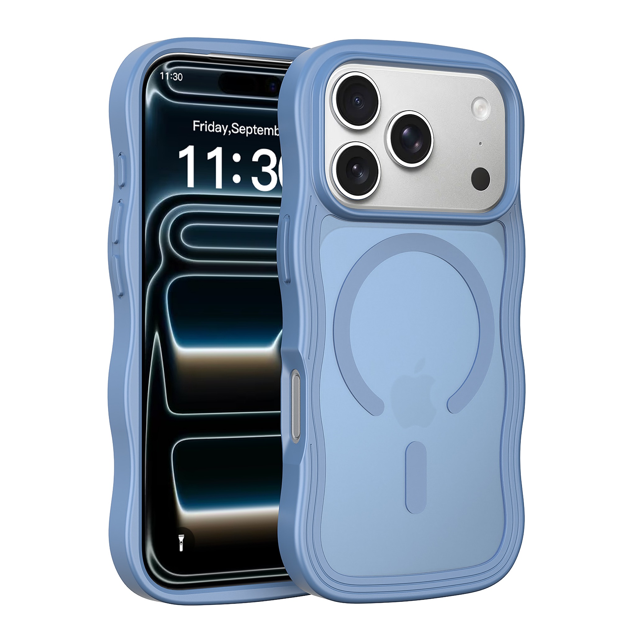 SendaFit Wavy Matte Two-in-One MagSafe Case for iPhone 18 Pro (Fits iPhone 17 Pro) (042 Batch) - Sierra Blue