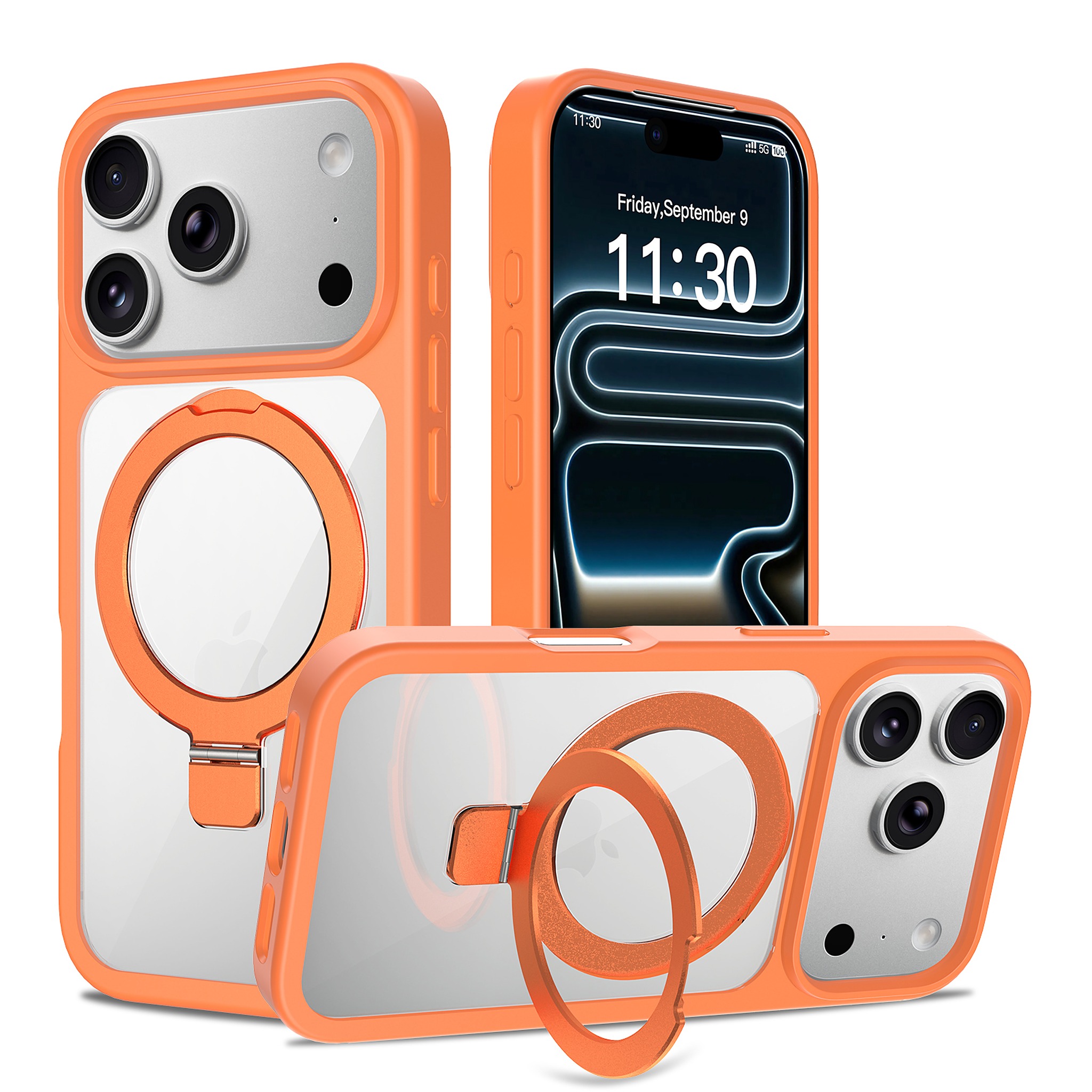 SendaFit Clear Racket-Stand Case for iPhone 18 Pro (Fits iPhone 17 Pro) - Orange