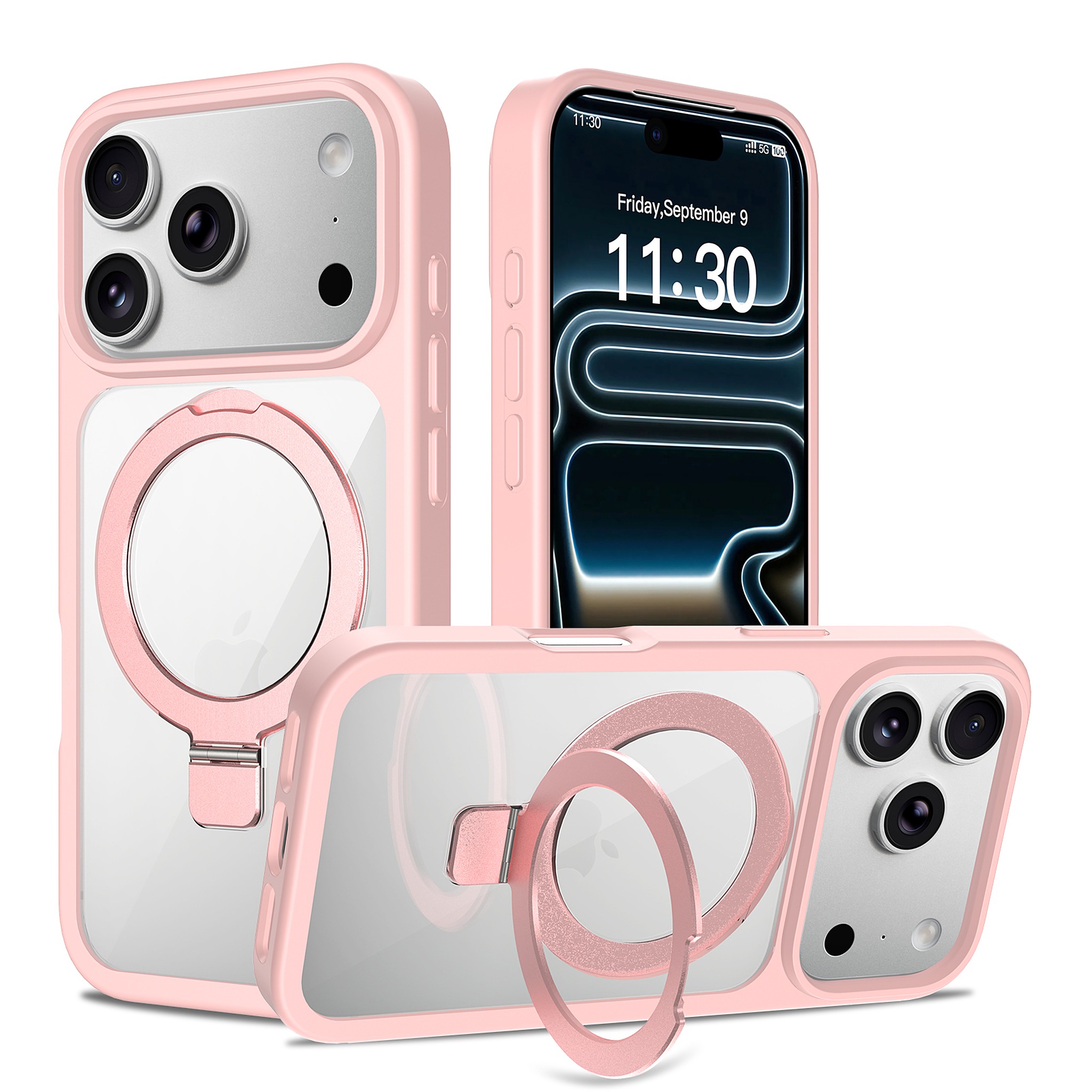 SendaFit Clear Racket-Stand Case for iPhone 18 Pro (Fits iPhone 17 Pro) - Light Pink