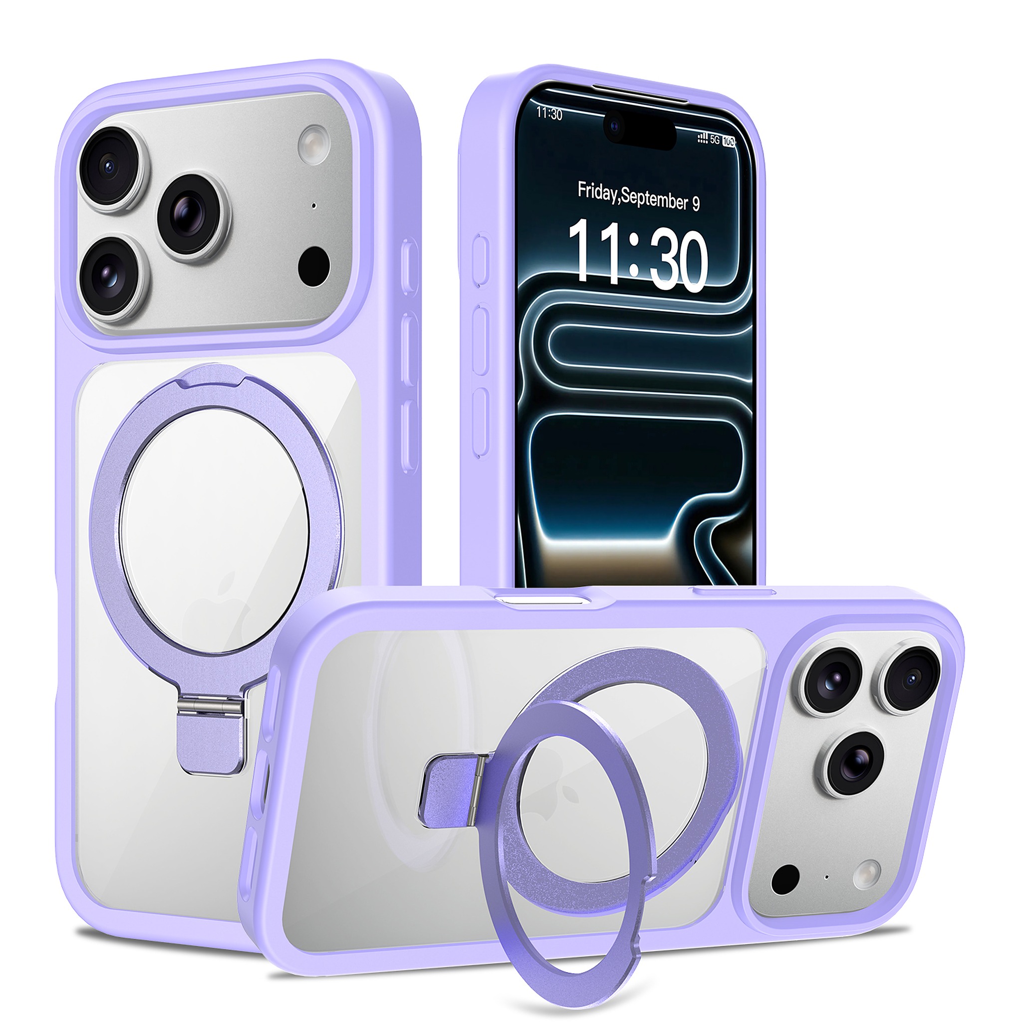 SendaFit Clear Racket-Stand Case for iPhone 18 Pro (Fits iPhone 17 Pro) - Light Purple