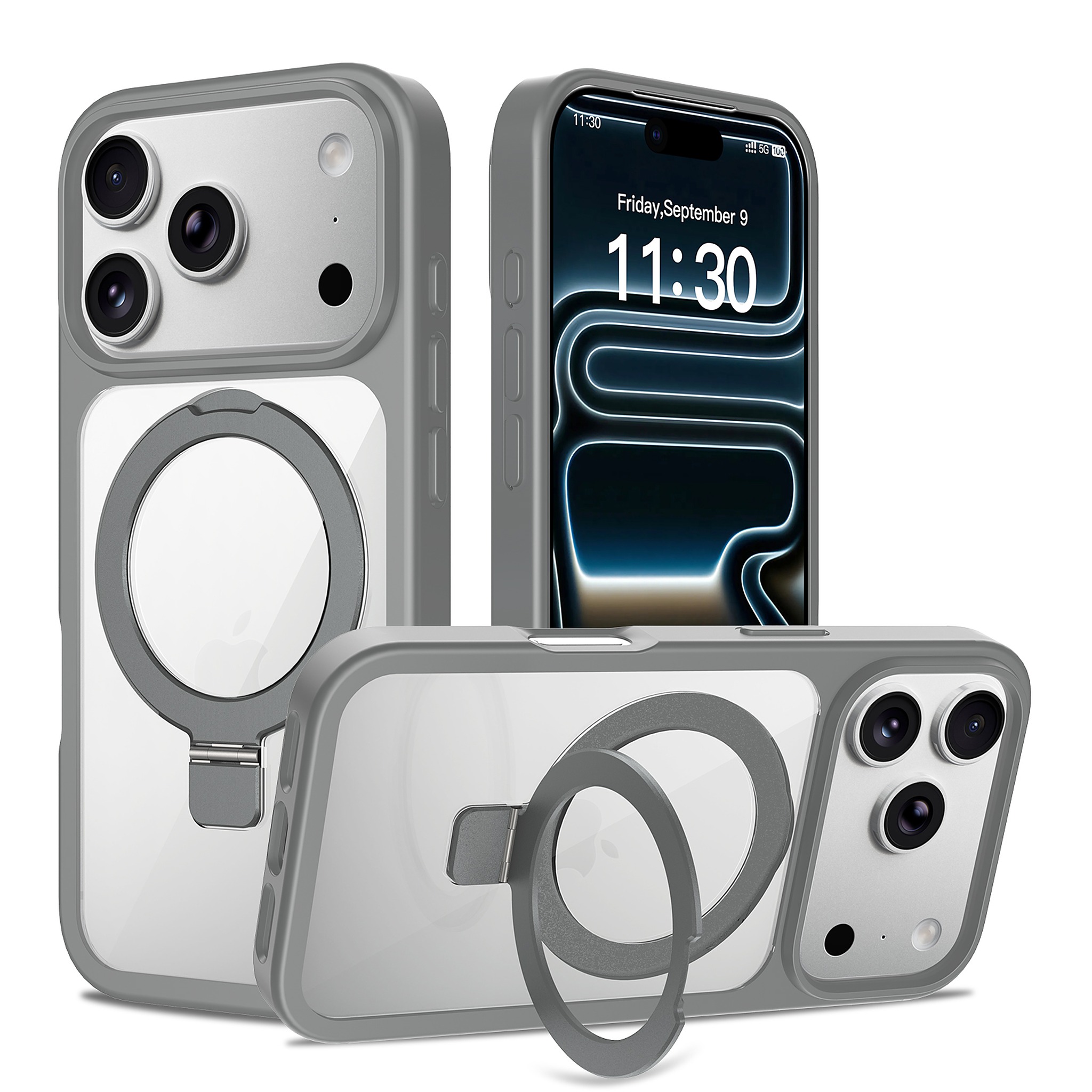 SendaFit Clear Racket-Stand Case for iPhone 18 Pro (Fits iPhone 17 Pro) - Dark Gray